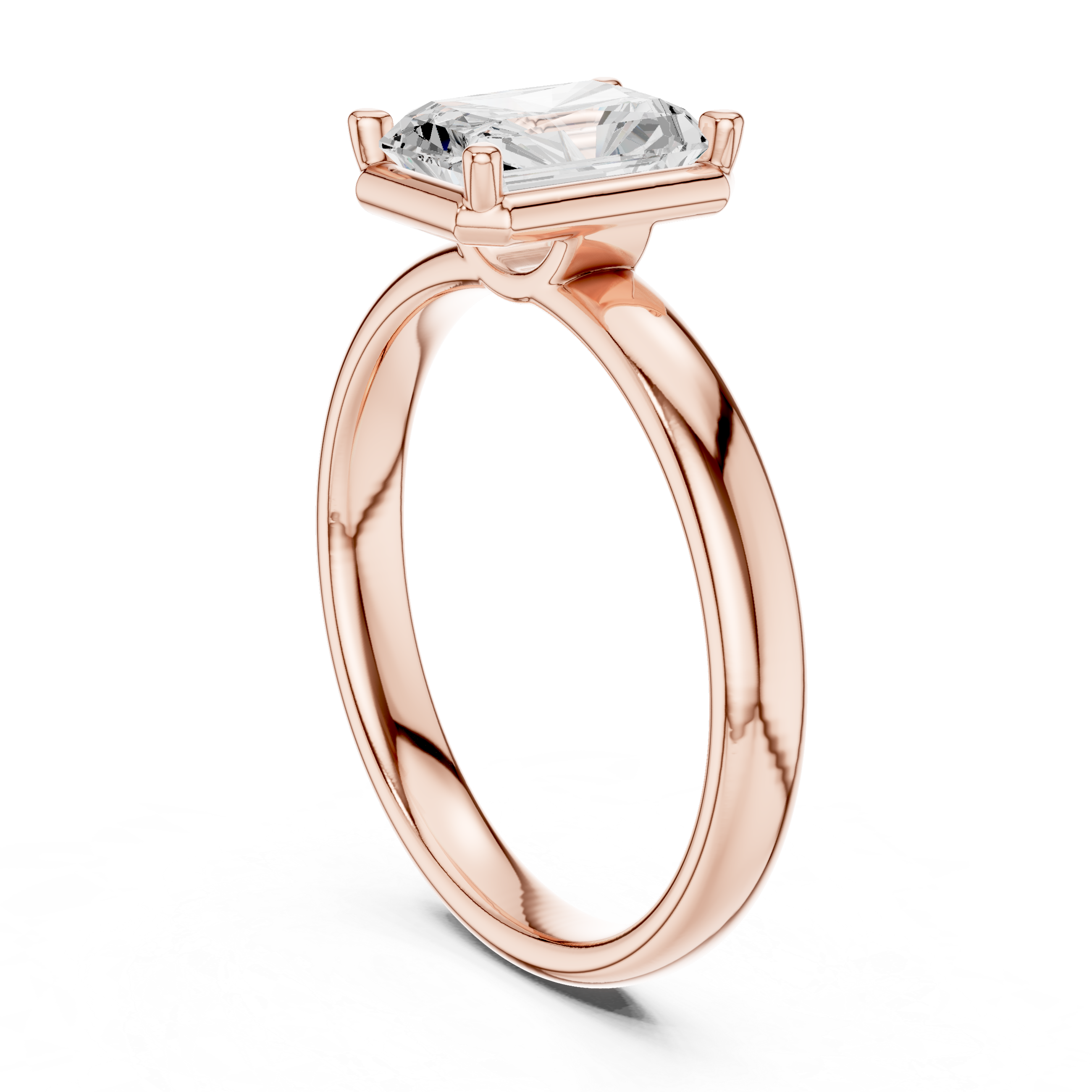 Radiant Cut Solitaire Ring – Modern Minimal Elegance