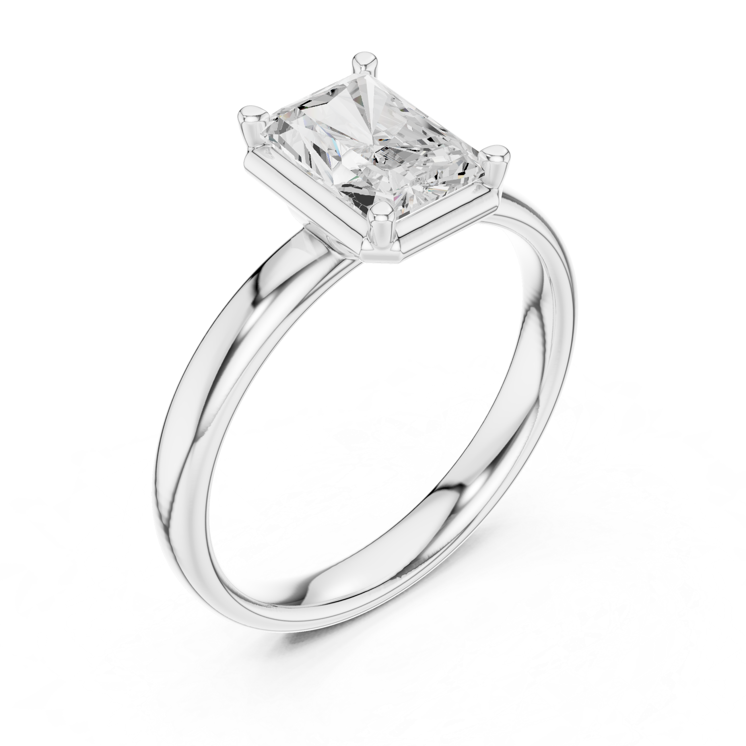 Radiant Cut Solitaire Ring – Modern Minimal Elegance
