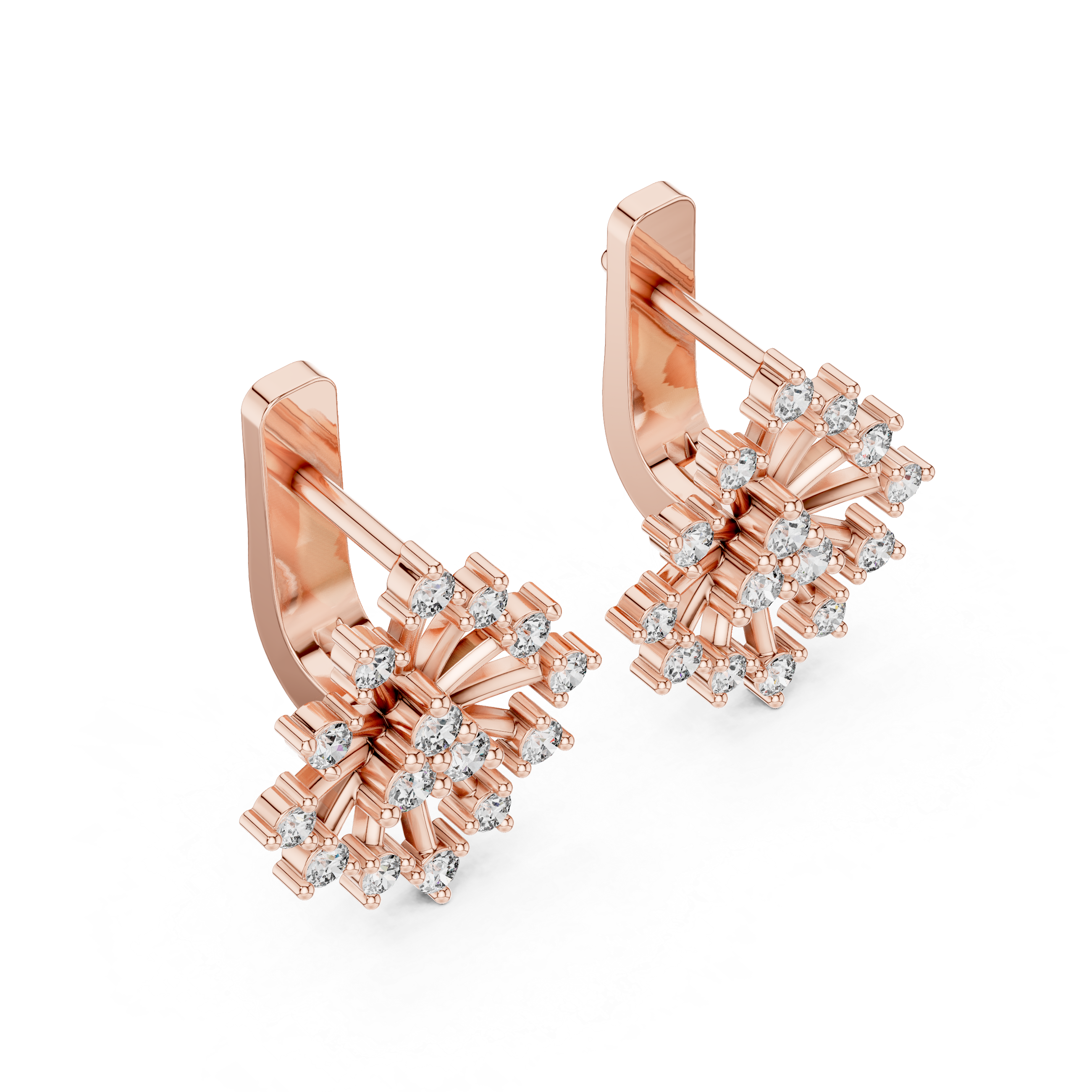 Radiant Starburst Diamond Stud Earrings