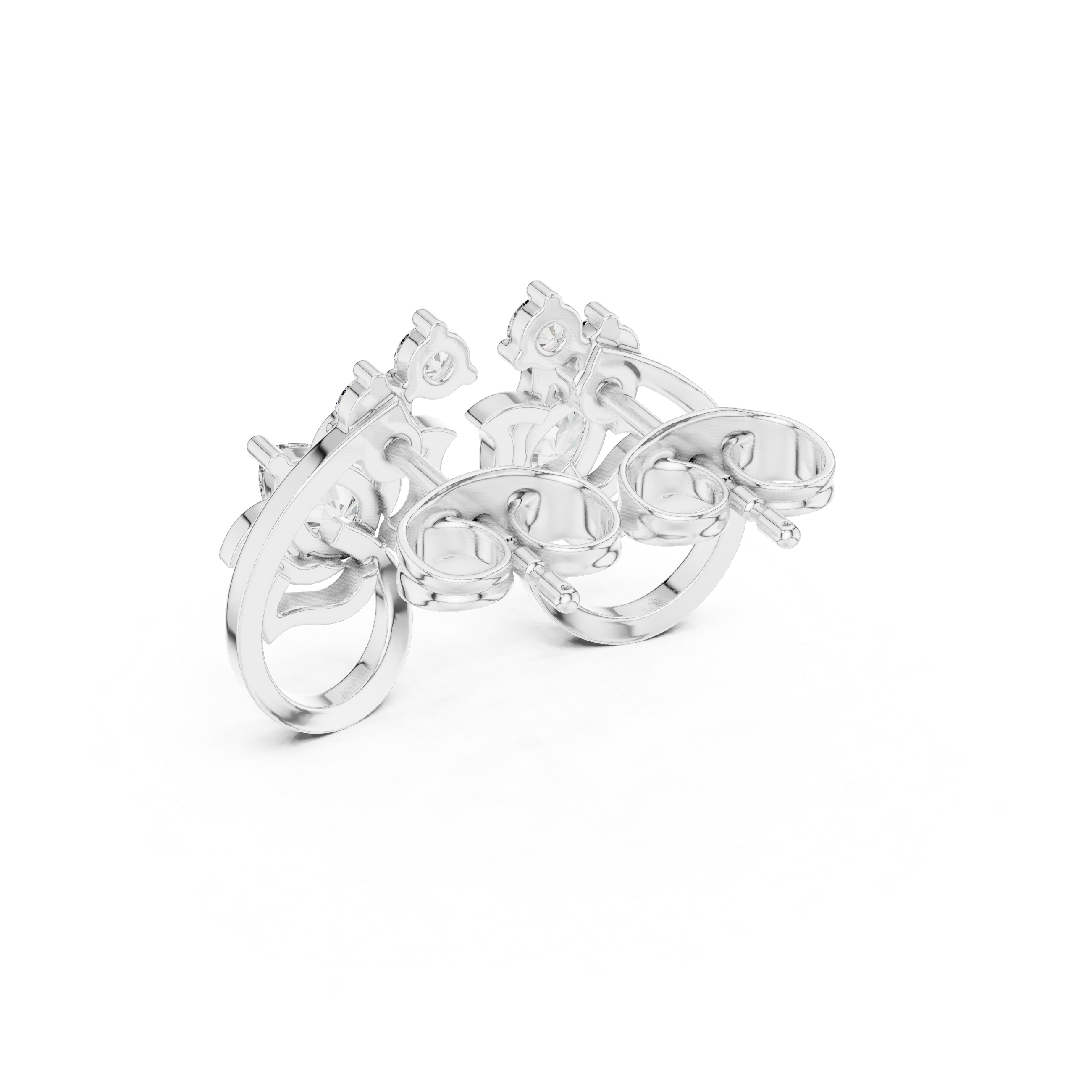Floral Scroll Diamond Stud Earrings