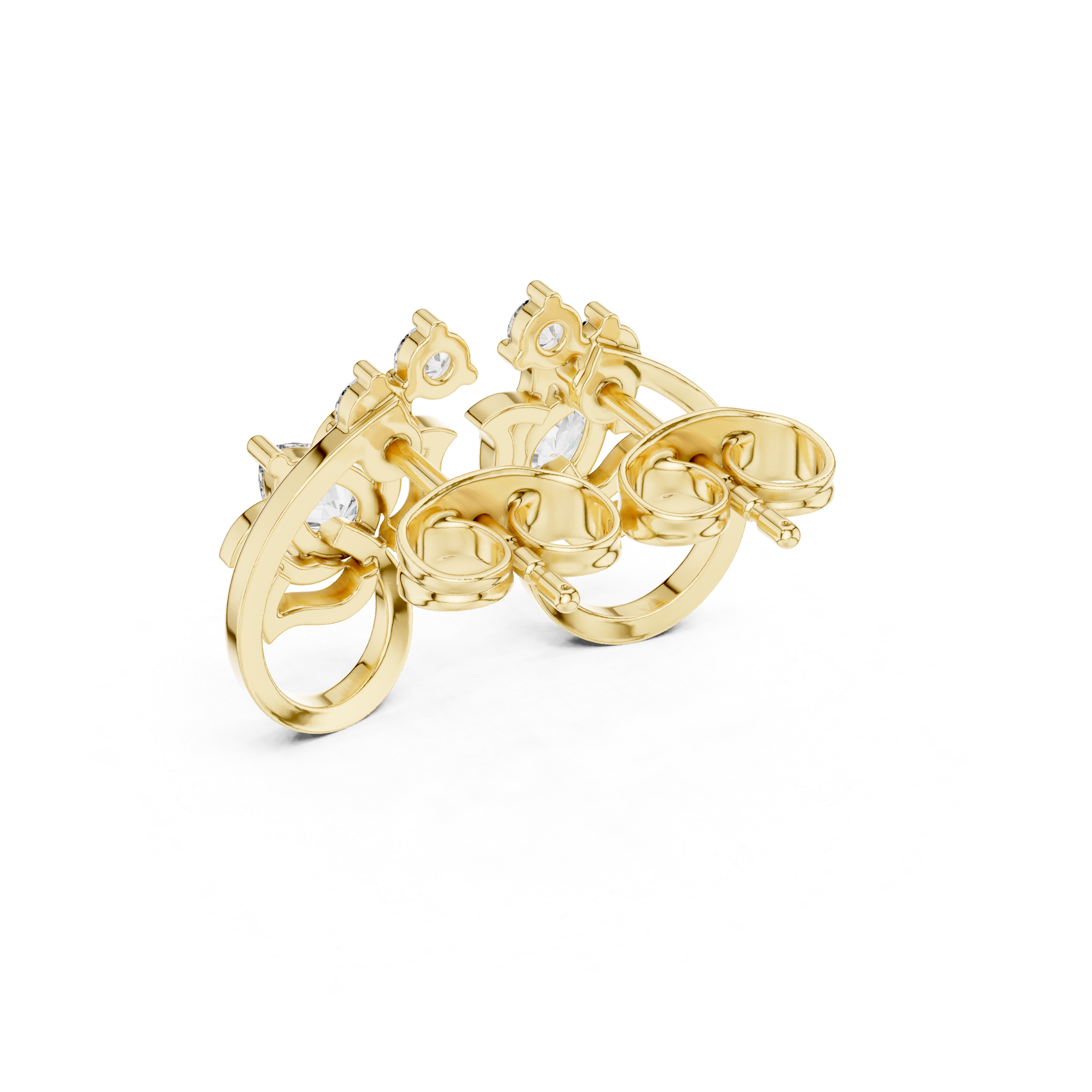 Floral Scroll Diamond Stud Earrings