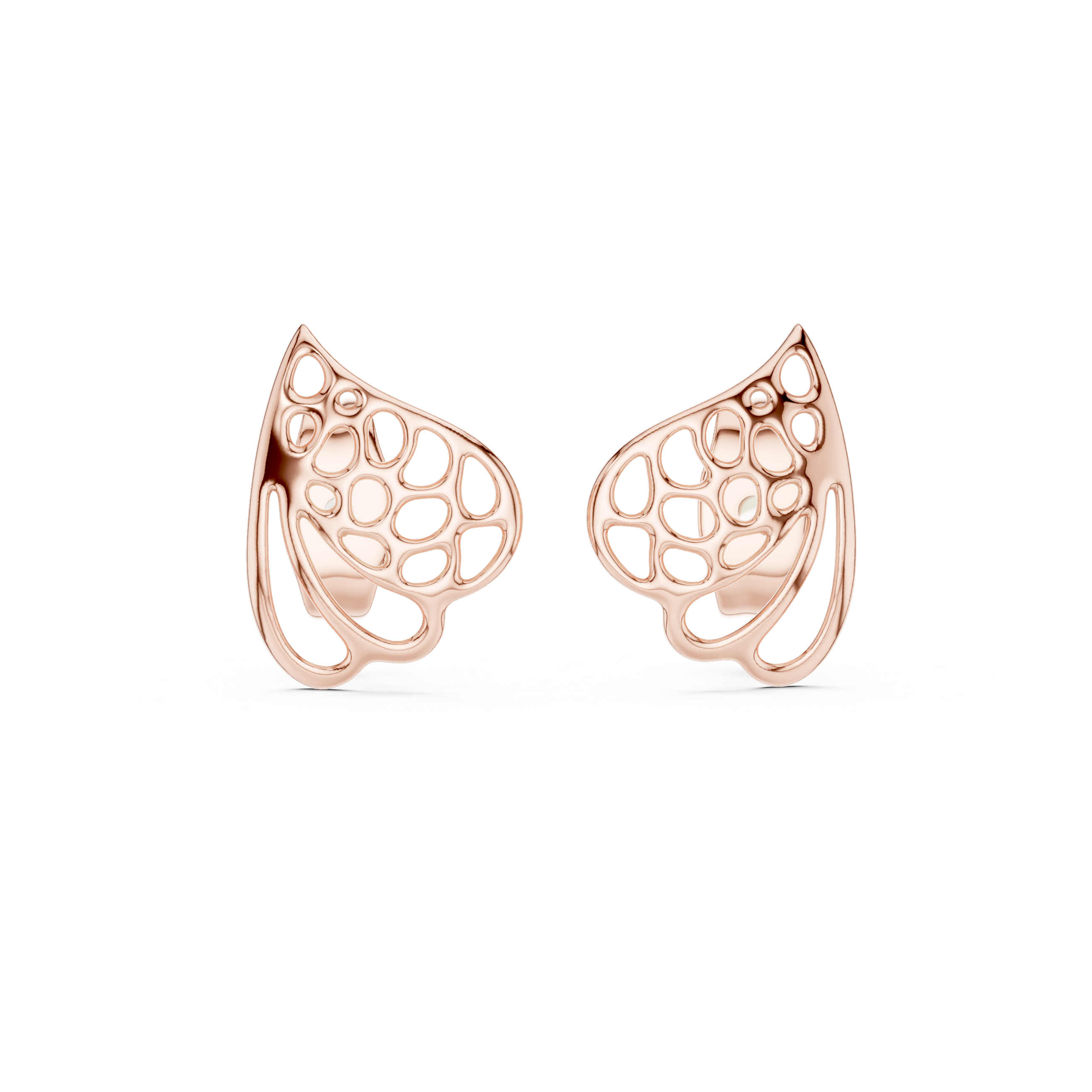 Organic Openwork Gold Stud Earrings