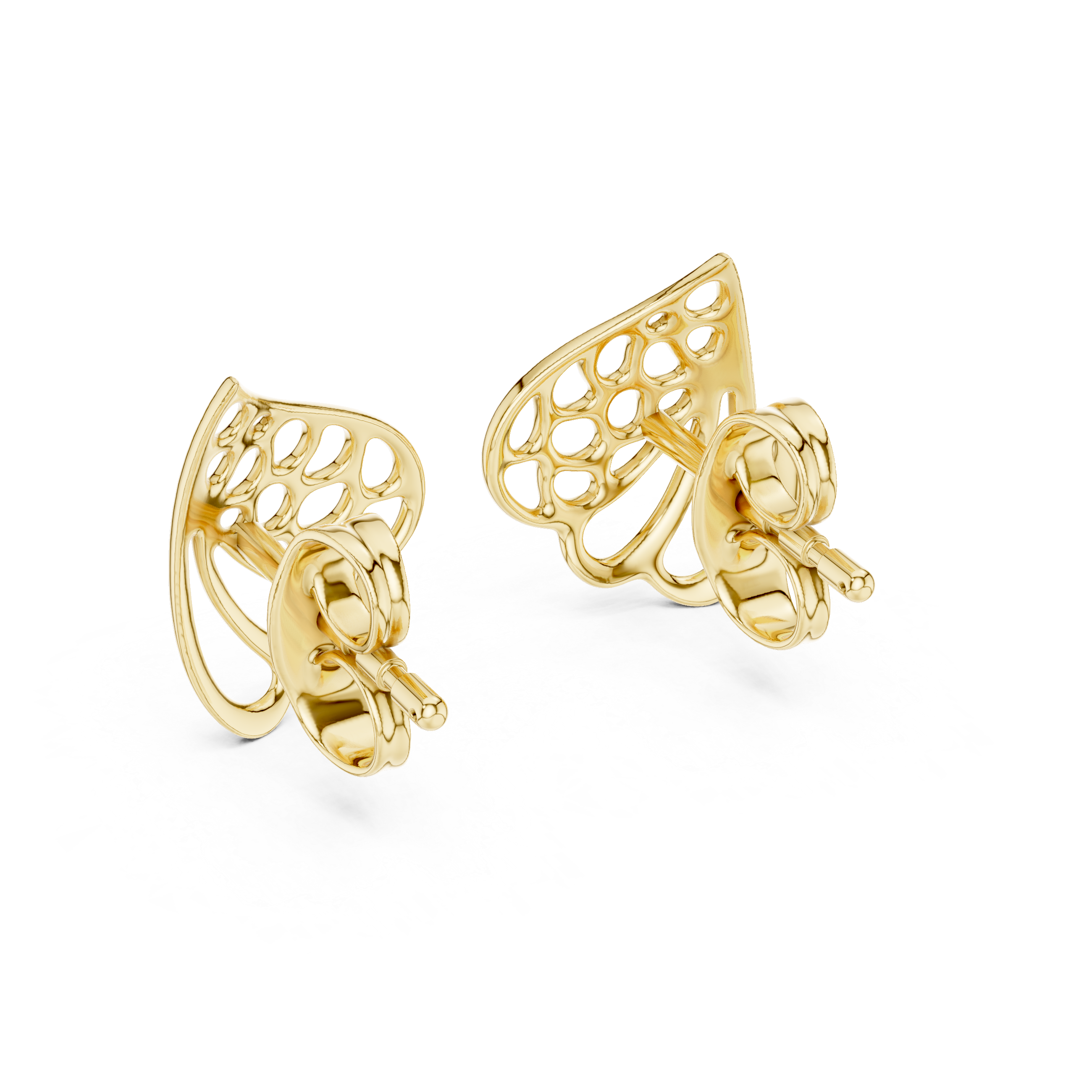 Organic Openwork Gold Stud Earrings