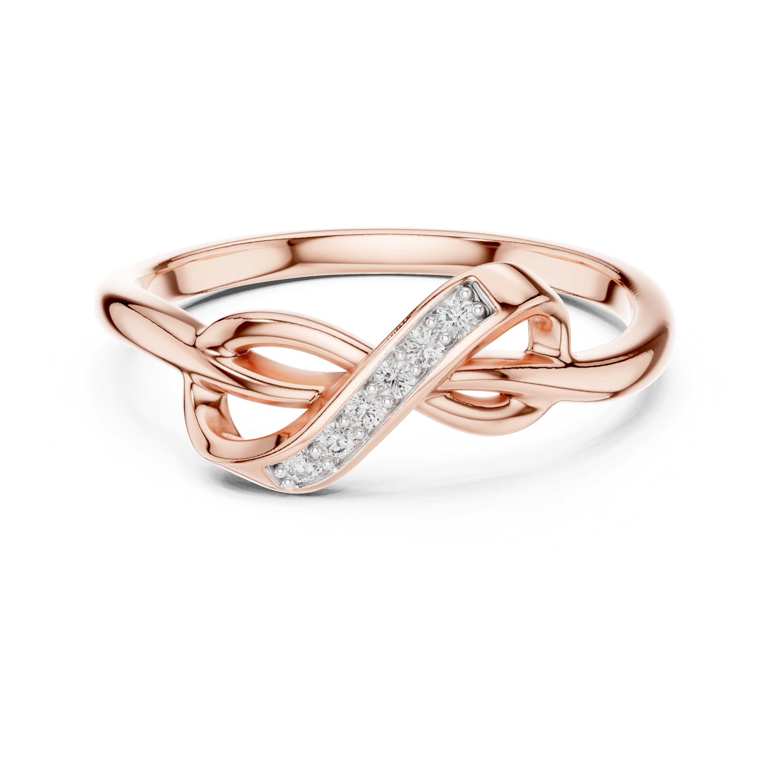 Infinity Twist Pavé Diamond Ring – Elegant Minimal Design