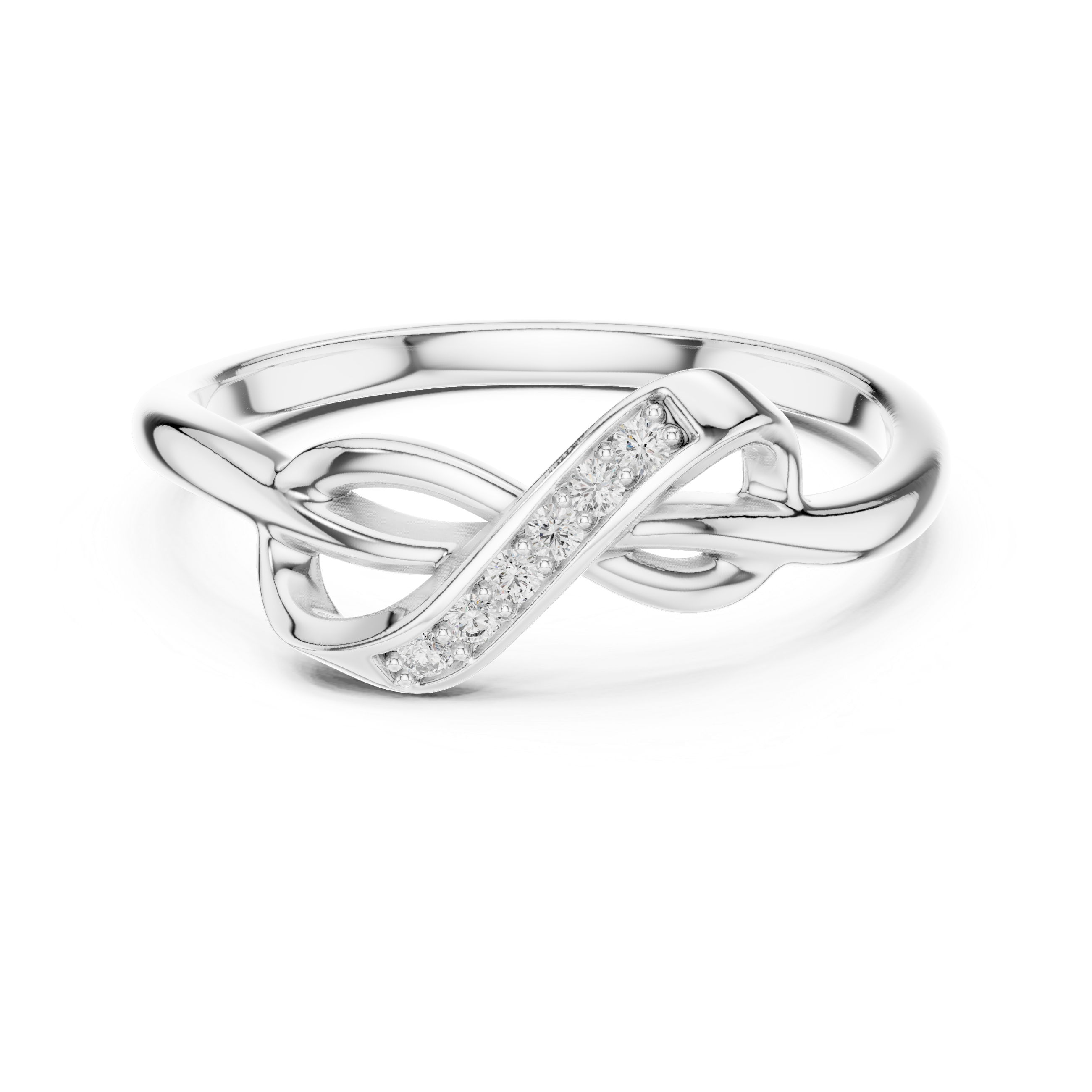 Infinity Twist Pavé Diamond Ring – Elegant Minimal Design