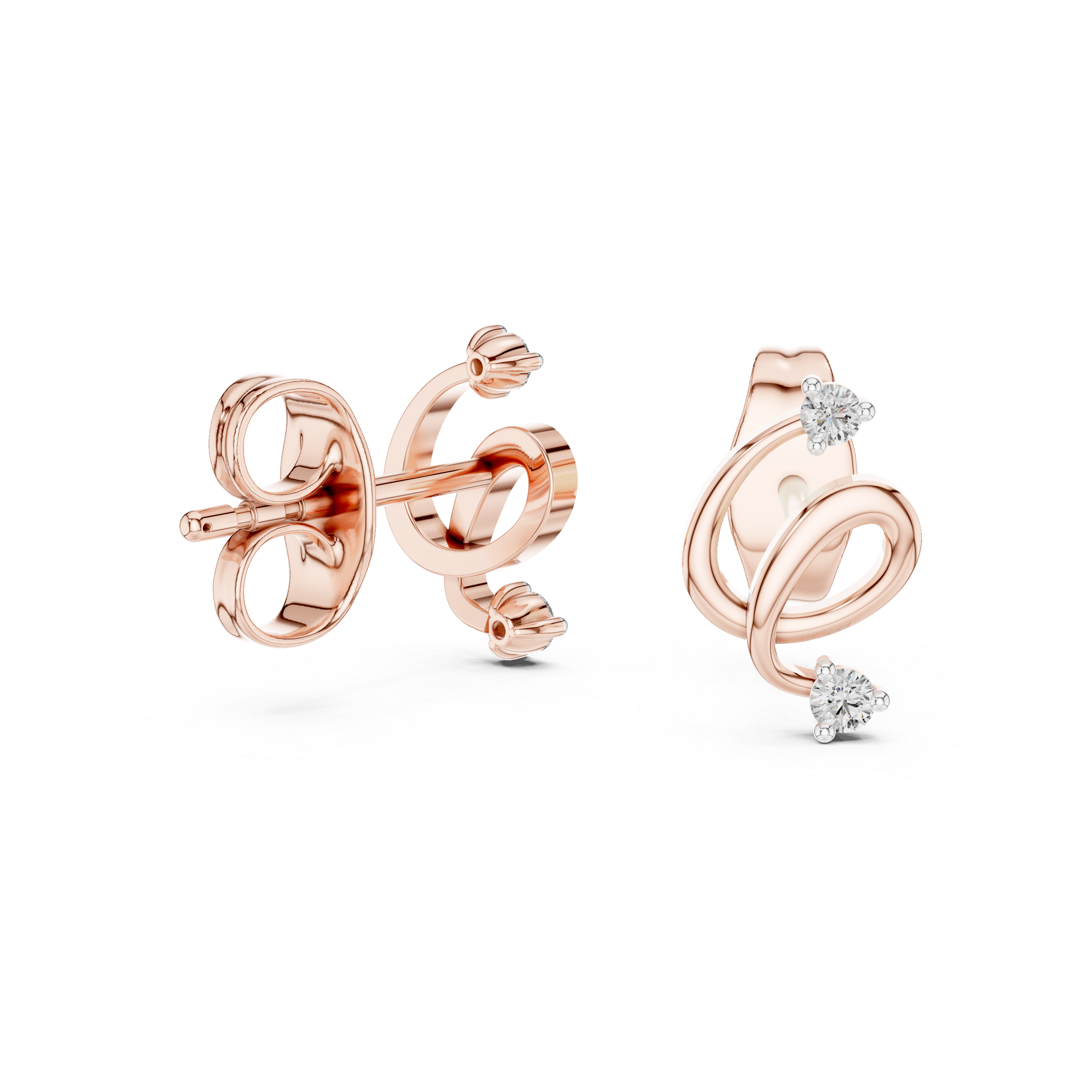 Modern Twist Diamond Stud Earrings