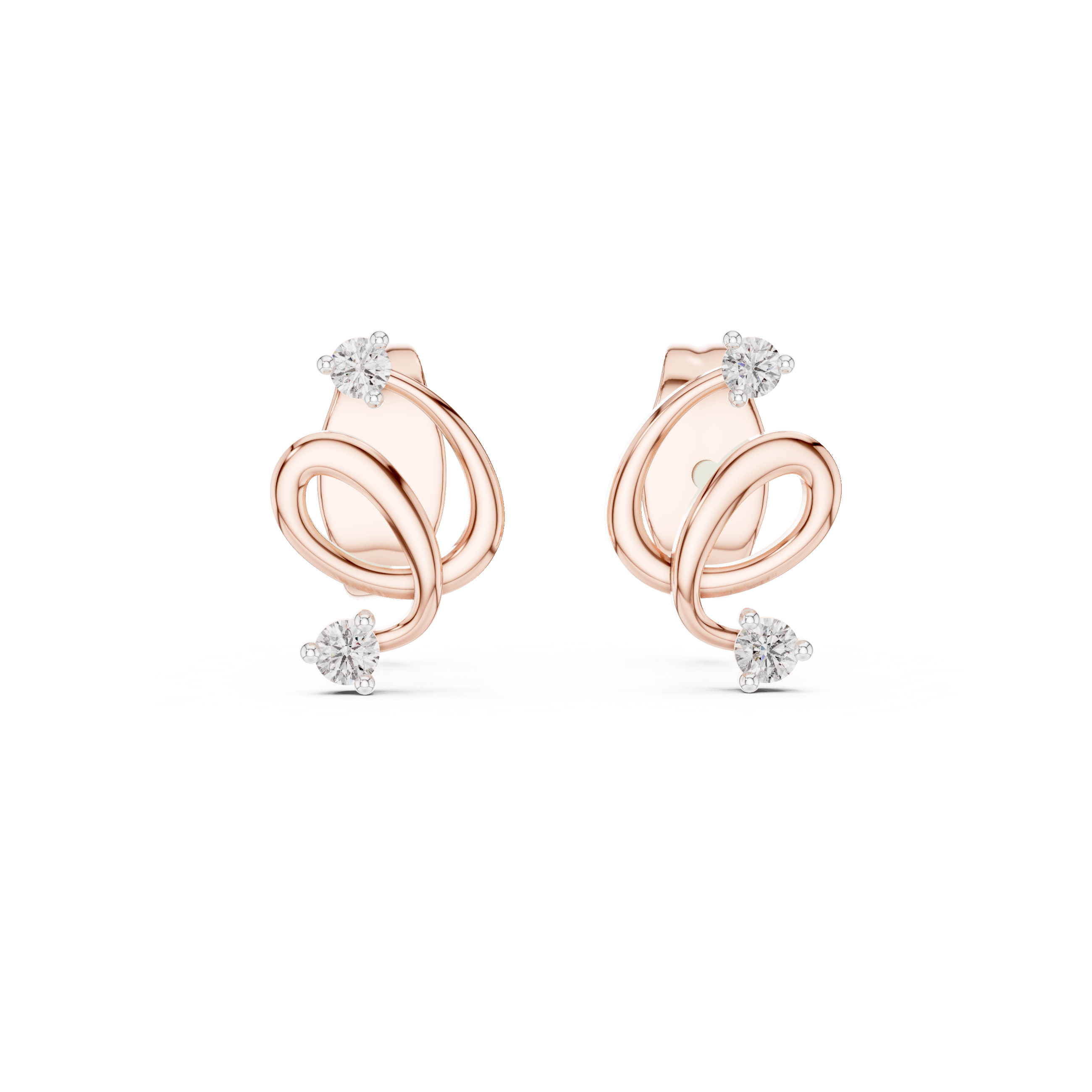 Modern Twist Diamond Stud Earrings