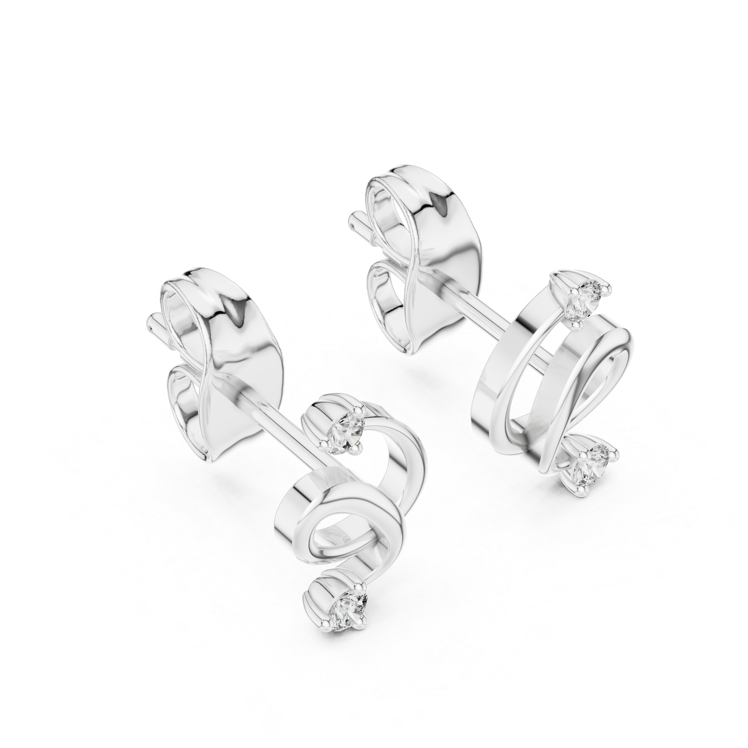 Modern Twist Diamond Stud Earrings