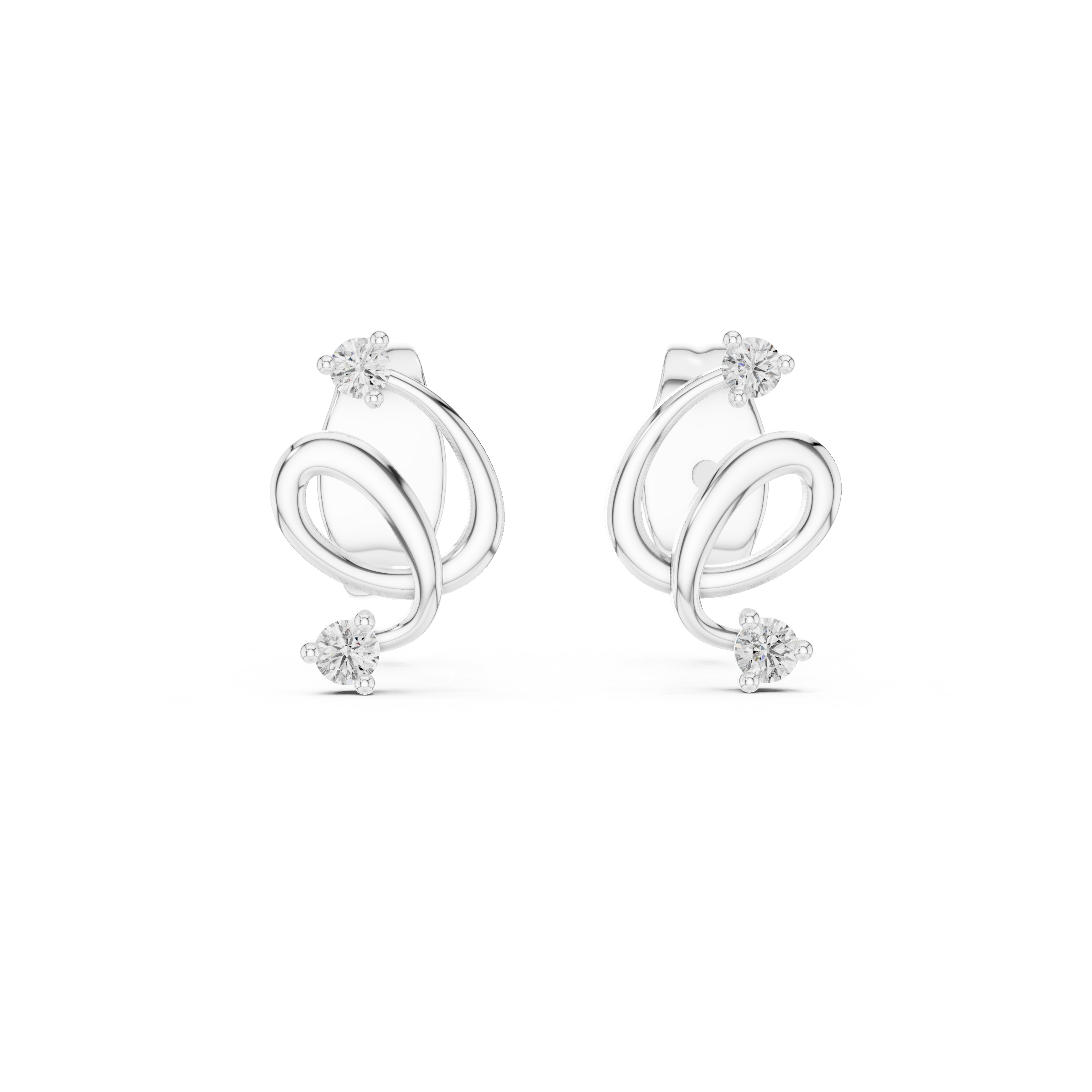 Modern Twist Diamond Stud Earrings