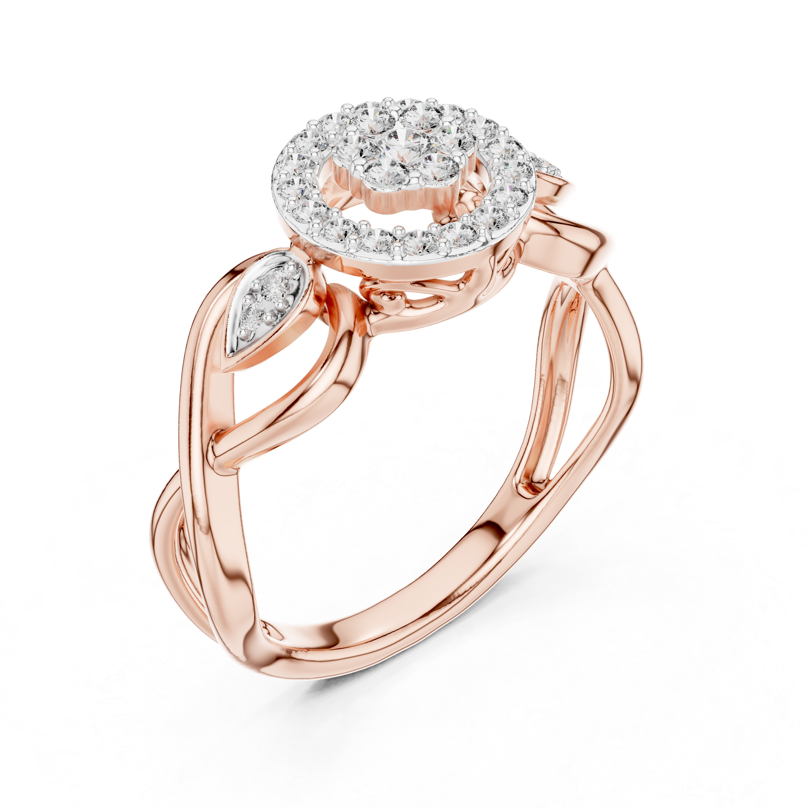 Vintage Halo Diamond Ring with Twisted Infinity Band