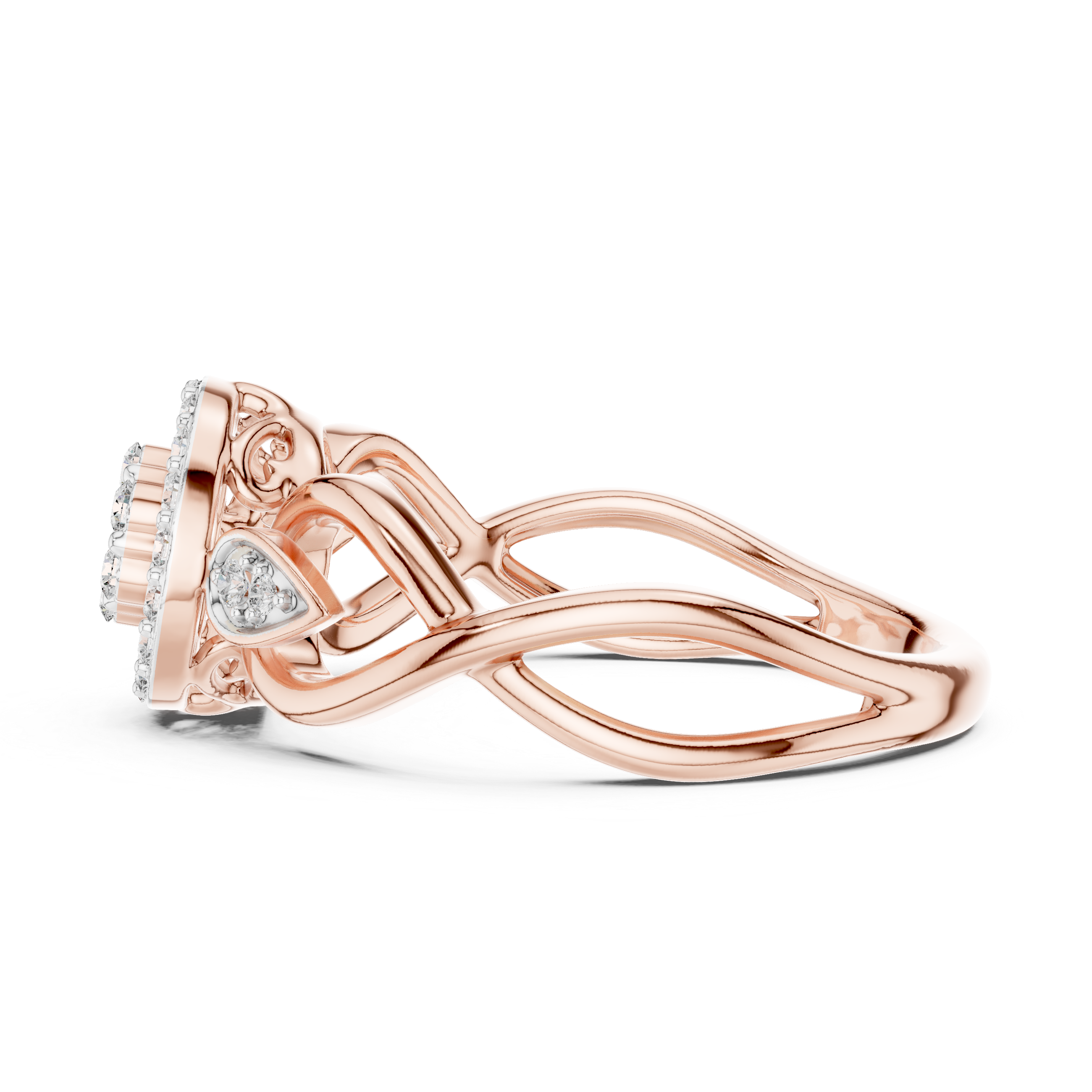 Vintage Halo Diamond Ring with Twisted Infinity Band