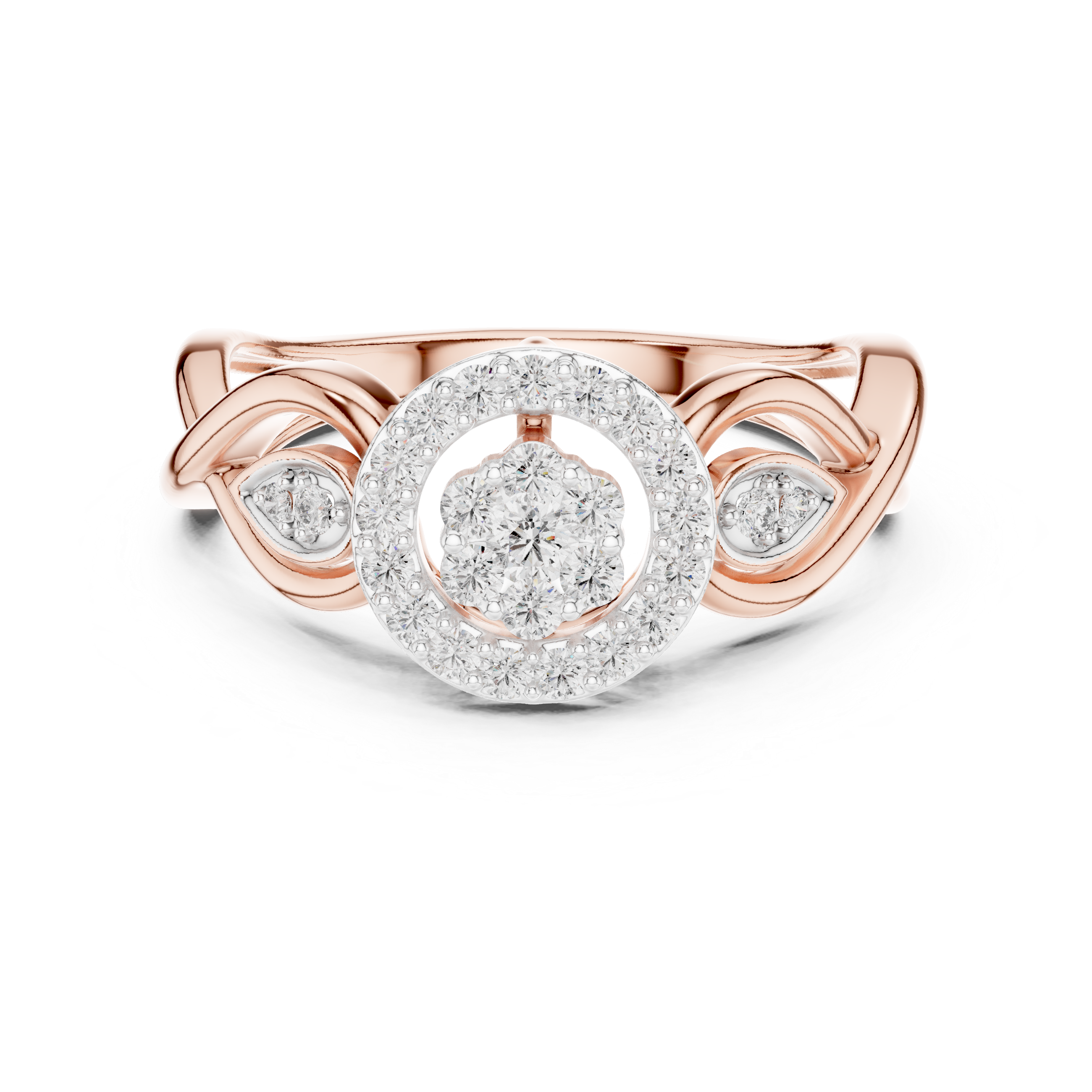 Vintage Halo Diamond Ring with Twisted Infinity Band