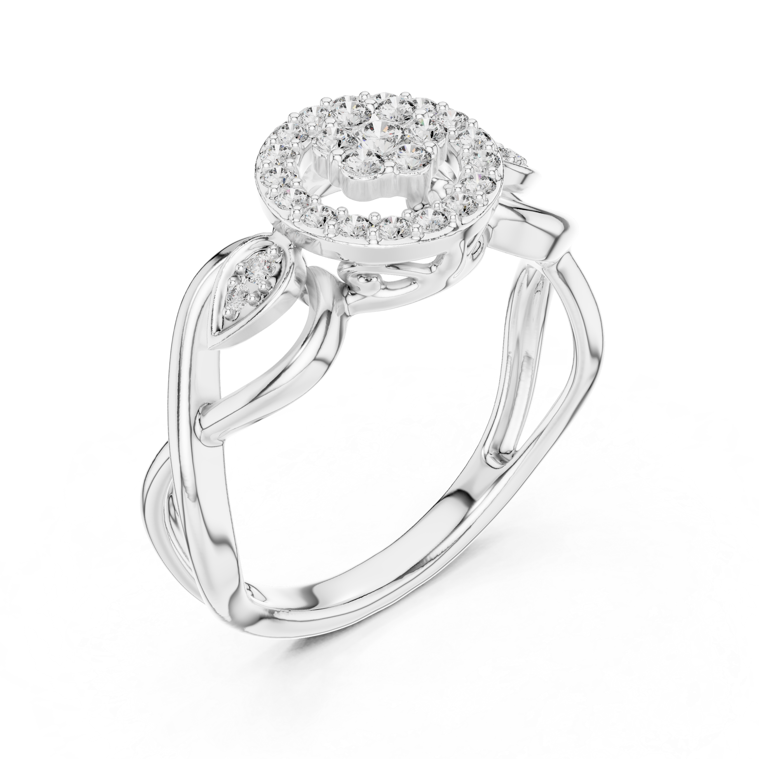 Vintage Halo Diamond Ring with Twisted Infinity Band
