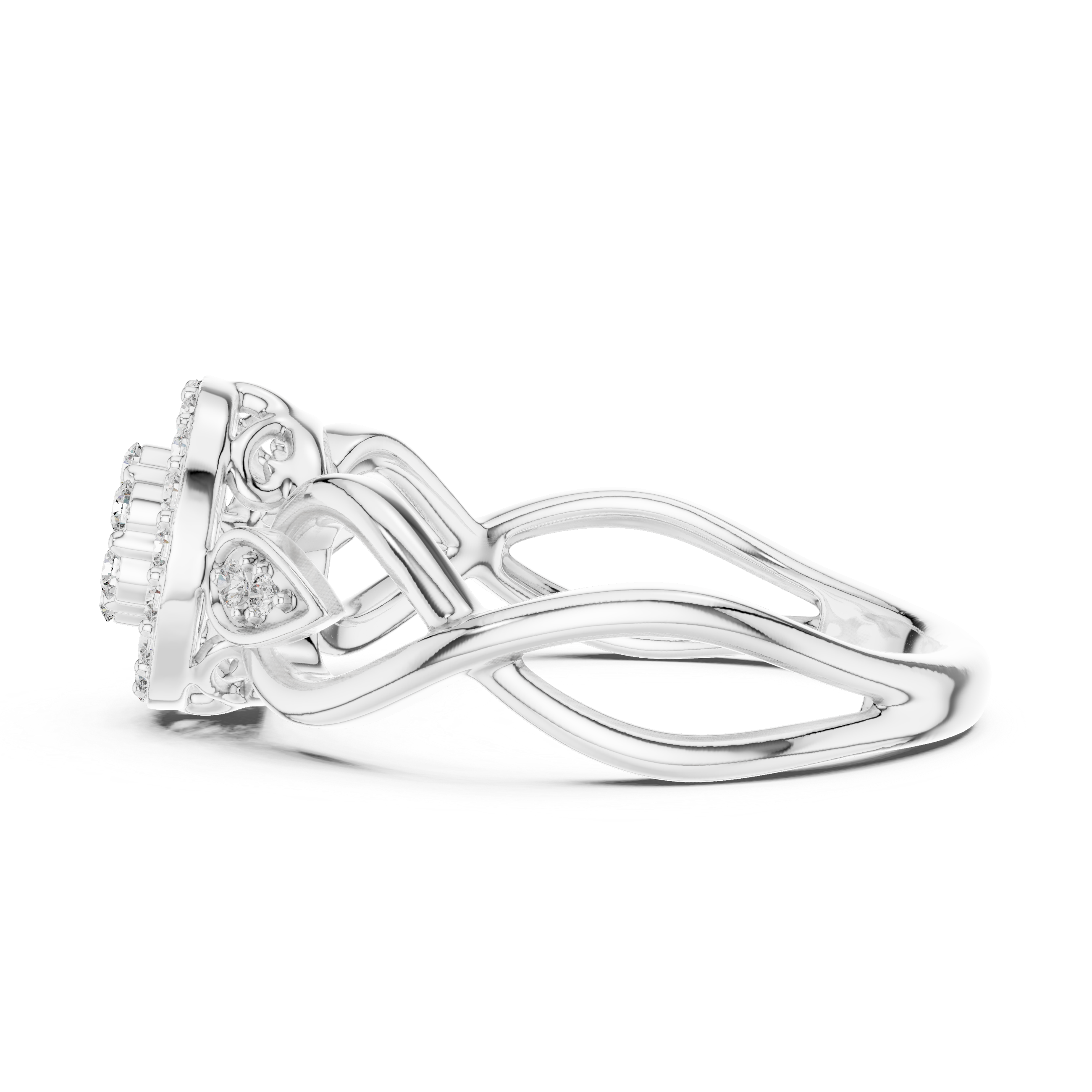Vintage Halo Diamond Ring with Twisted Infinity Band