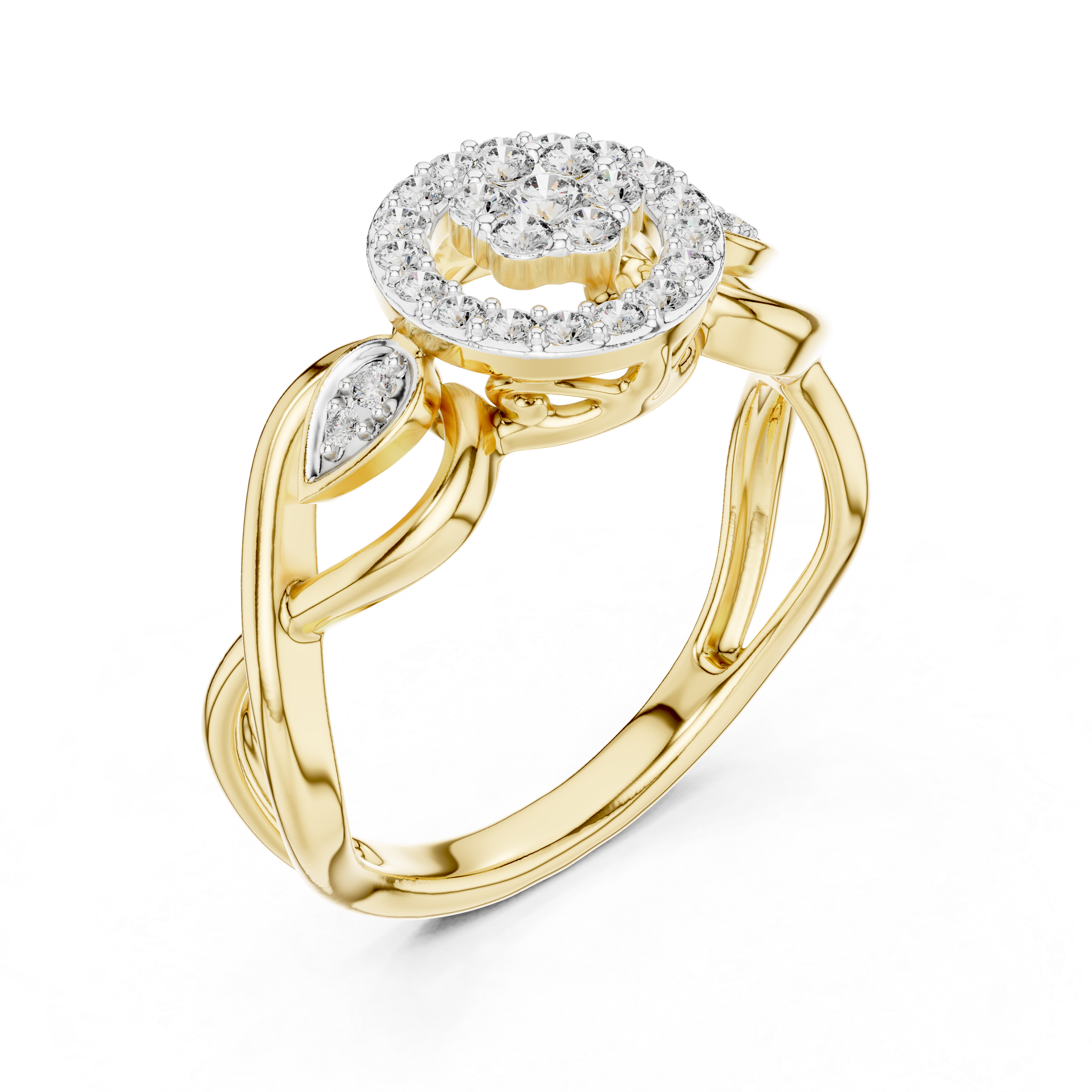Vintage Halo Diamond Ring with Twisted Infinity Band