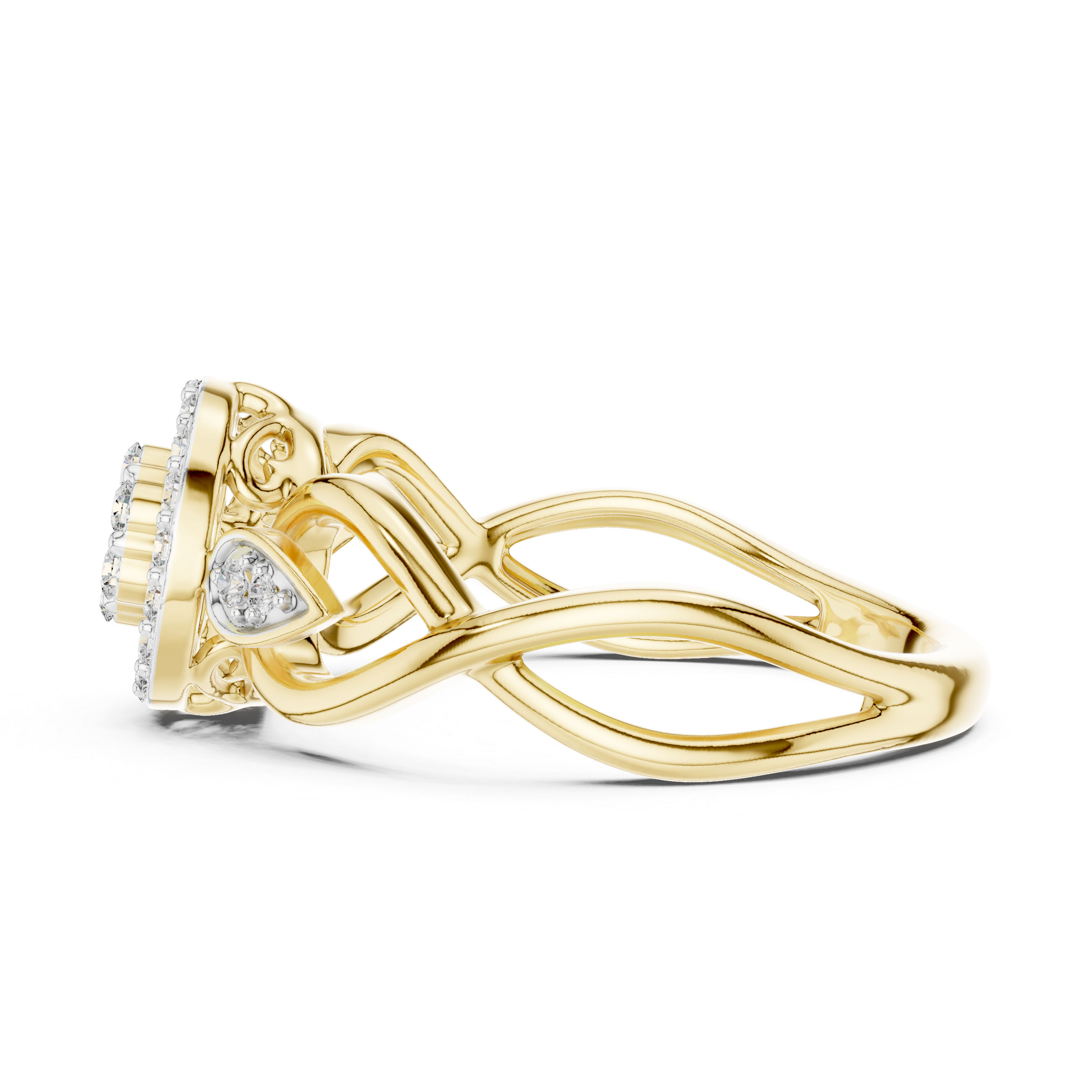 Vintage Halo Diamond Ring with Twisted Infinity Band