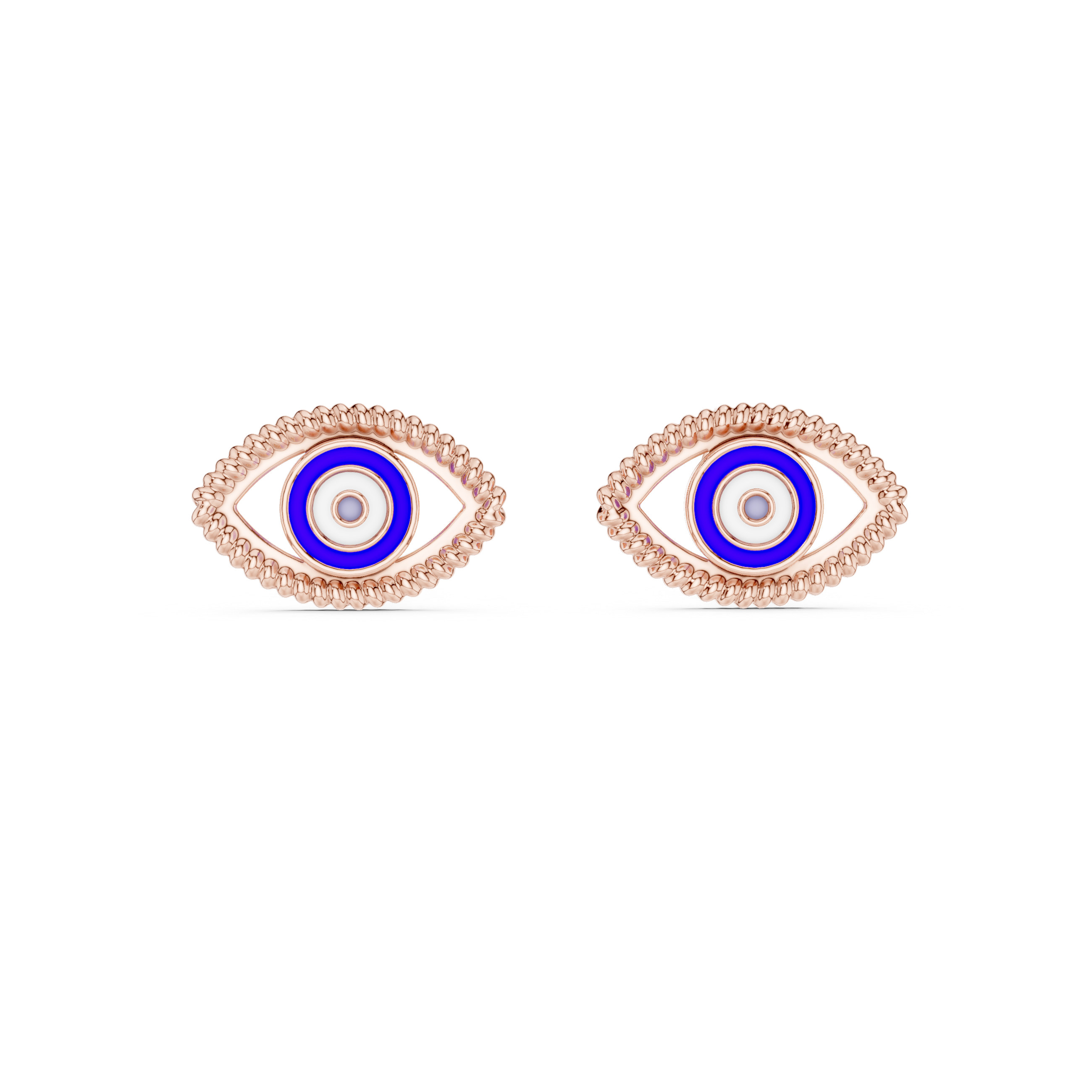 Evil Eye Enamel Gold Stud Earrings