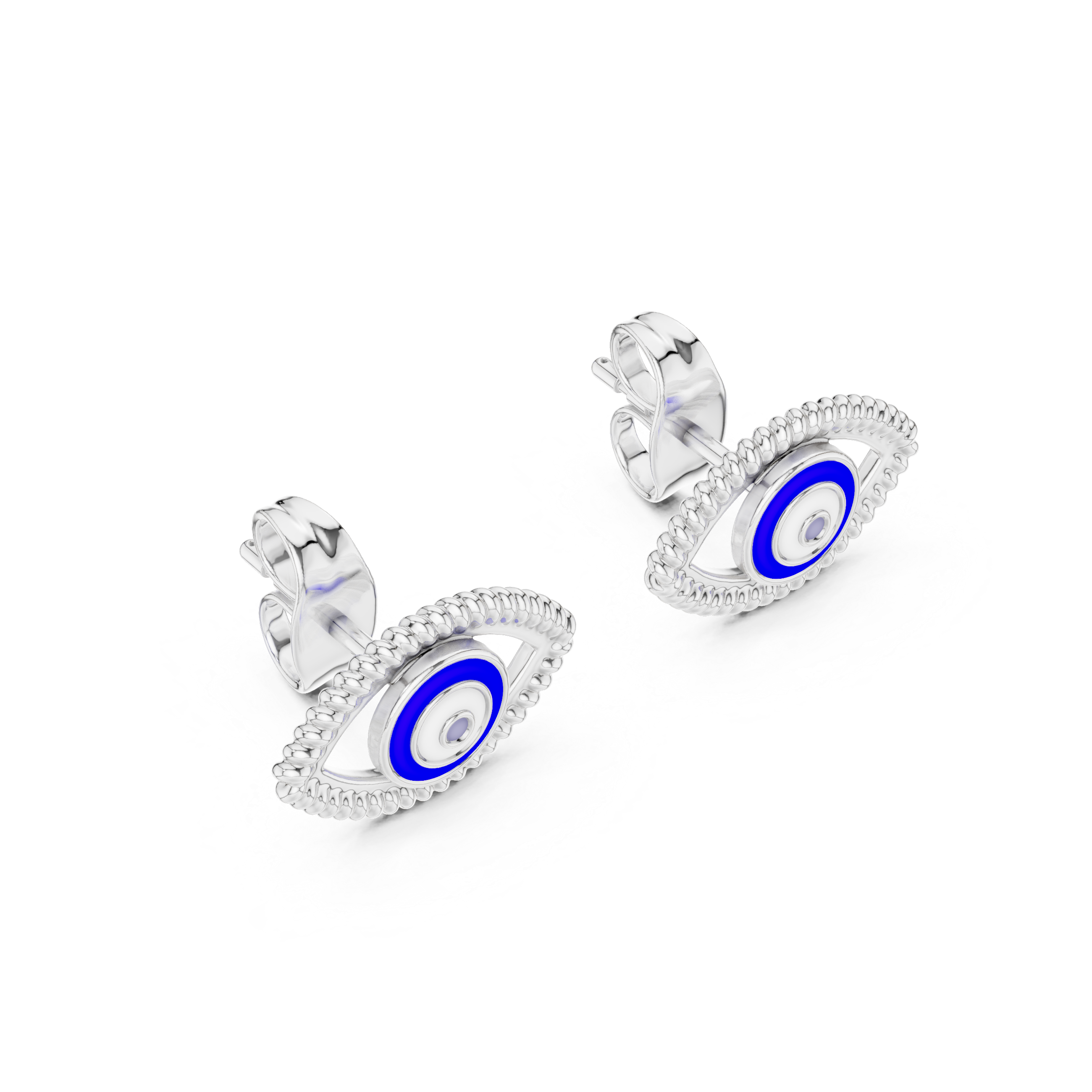 Evil Eye Enamel Gold Stud Earrings