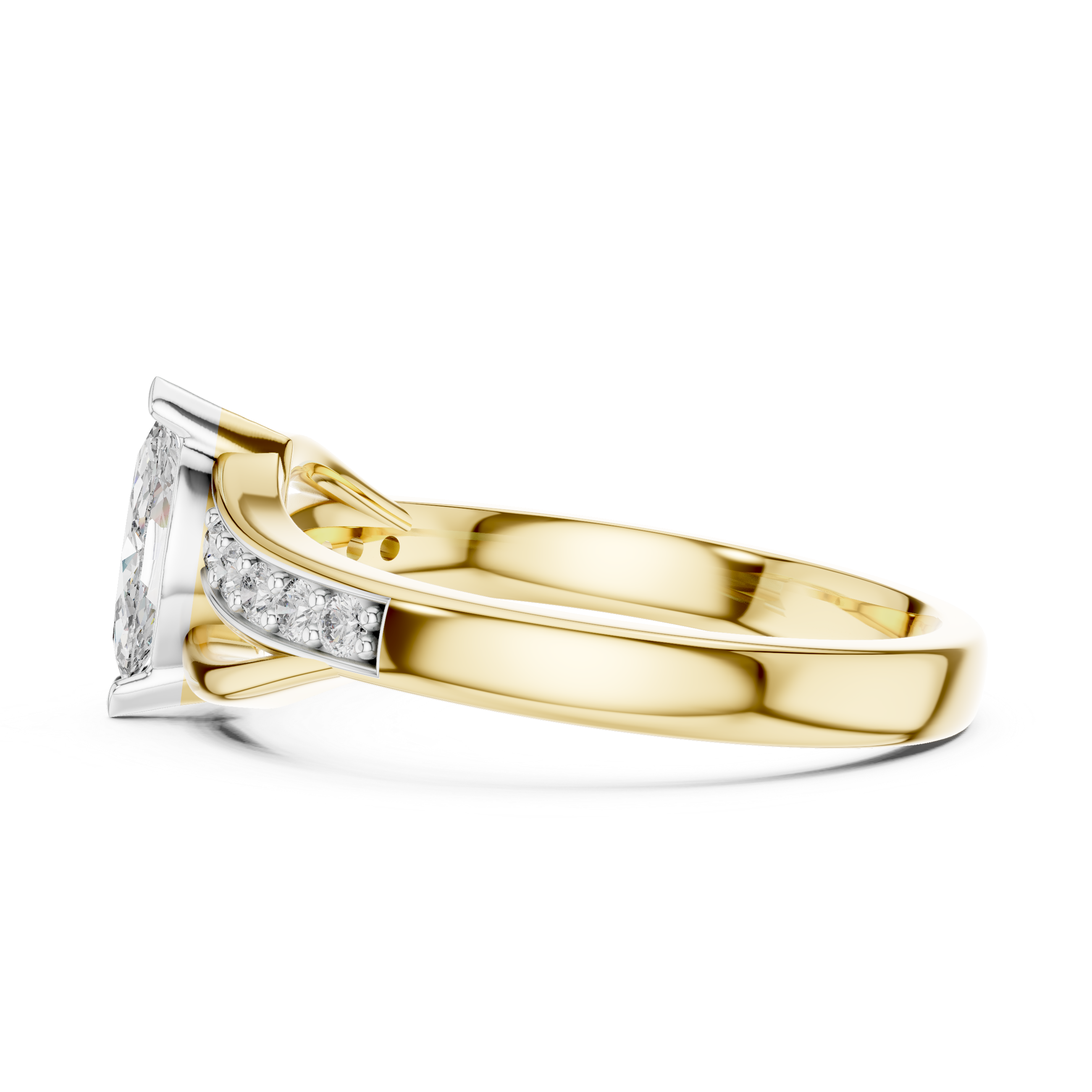 Marquise Cut Diamond Ring with Twisted Pavé Band