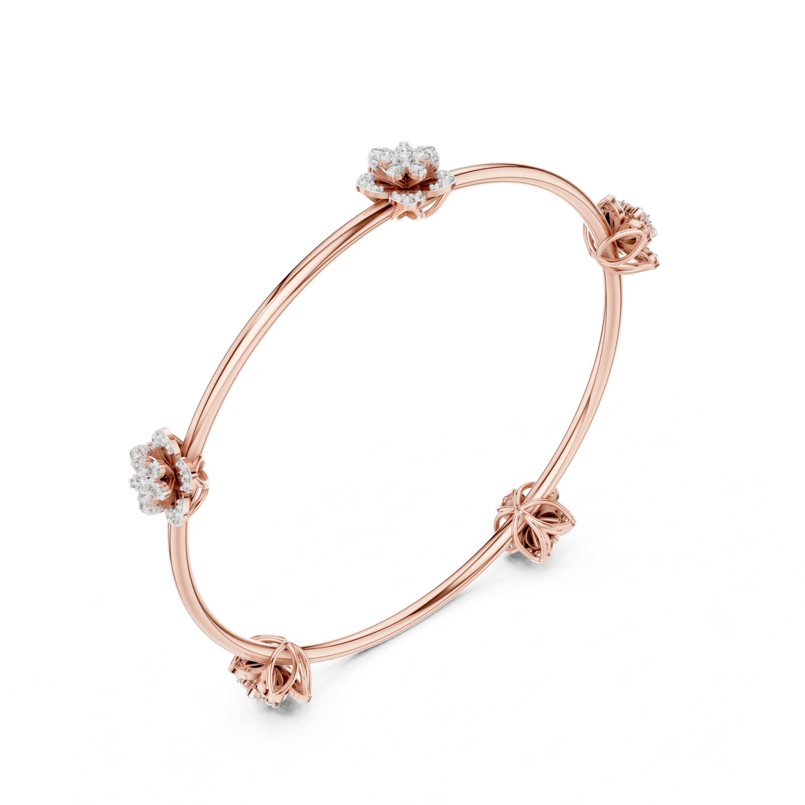 Luxury Diamond Floral Bangle