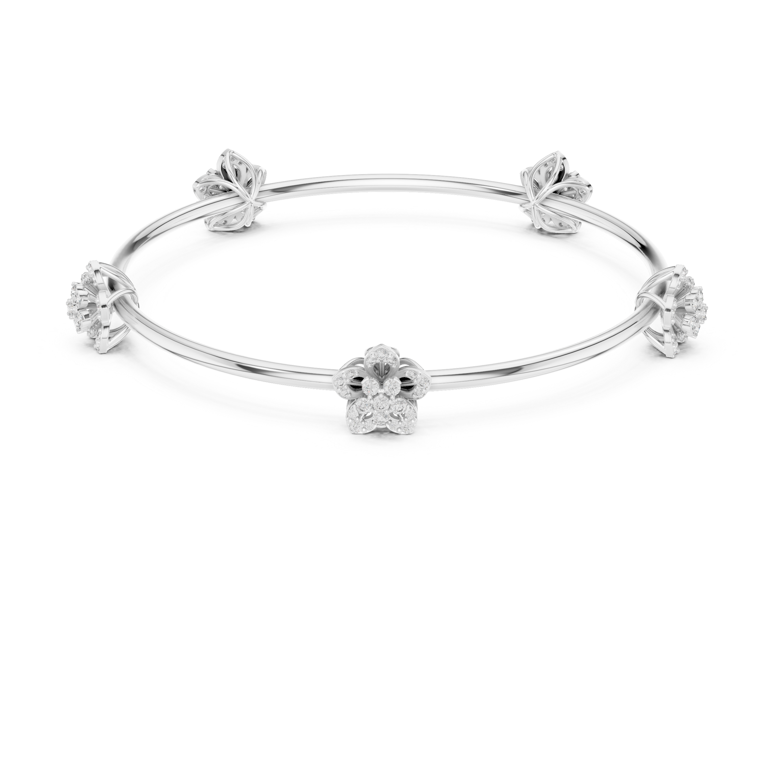 Luxury Diamond Floral Bangle