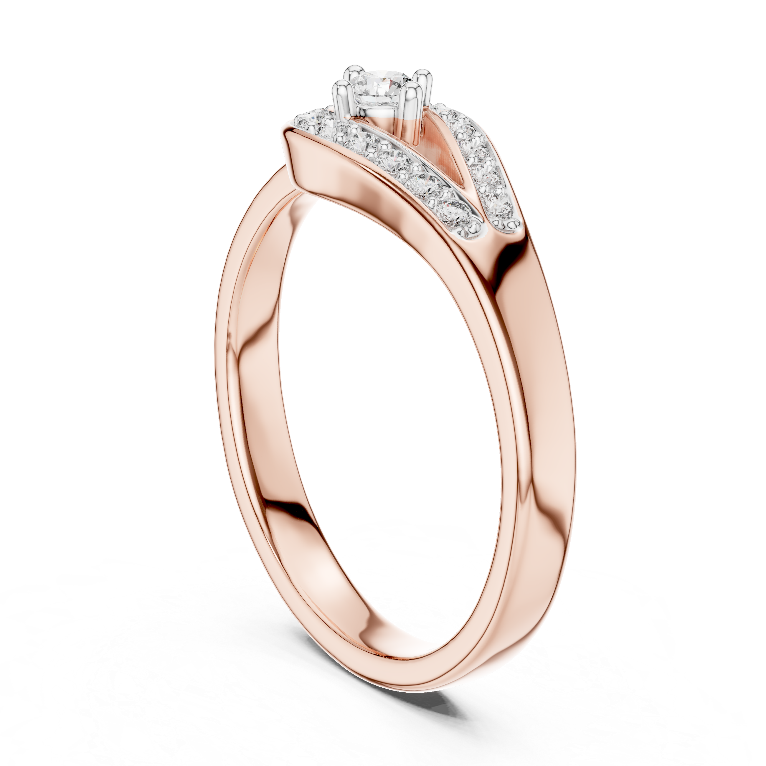 Modern Teardrop Halo Diamond Ring with Pavé Accents