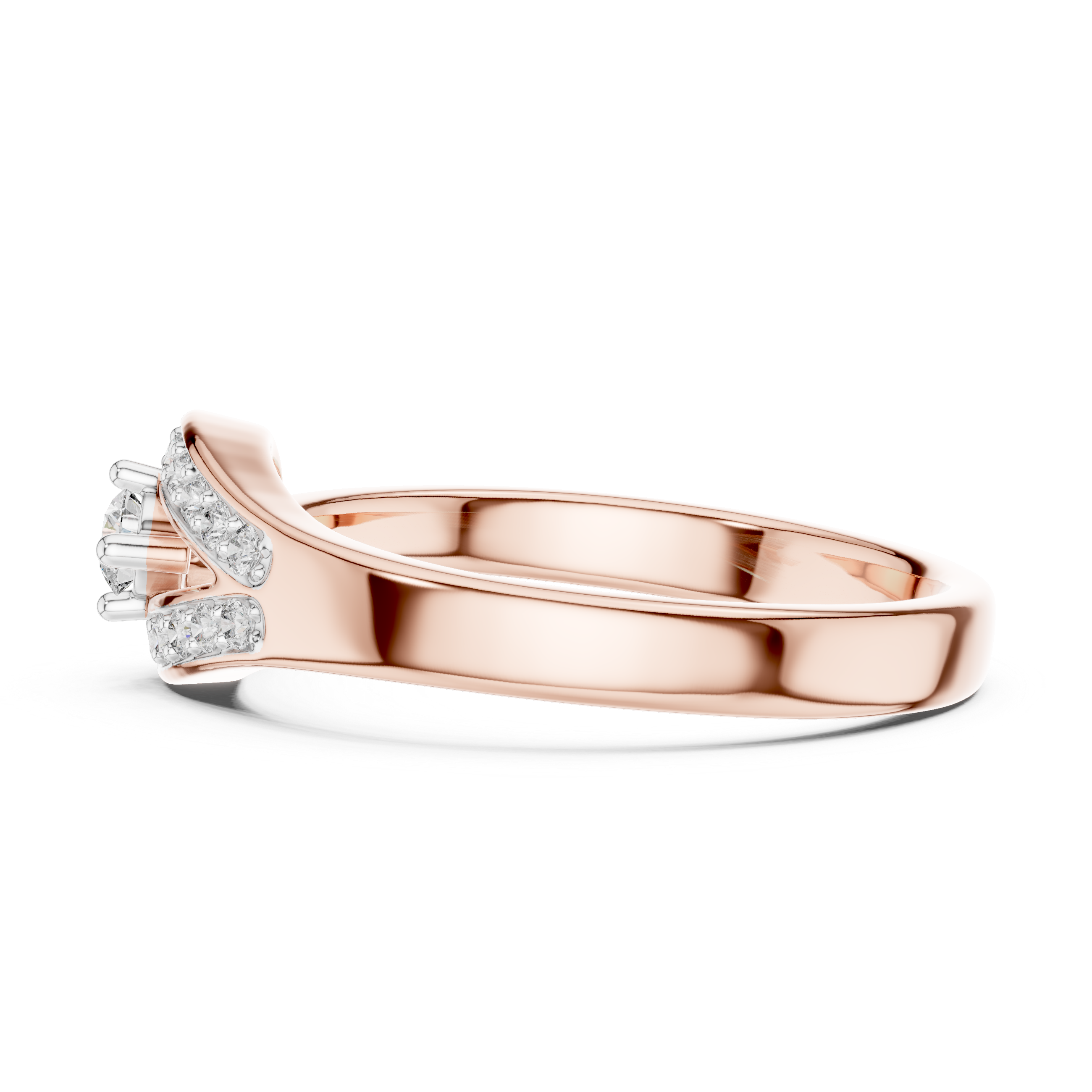 Modern Teardrop Halo Diamond Ring with Pavé Accents