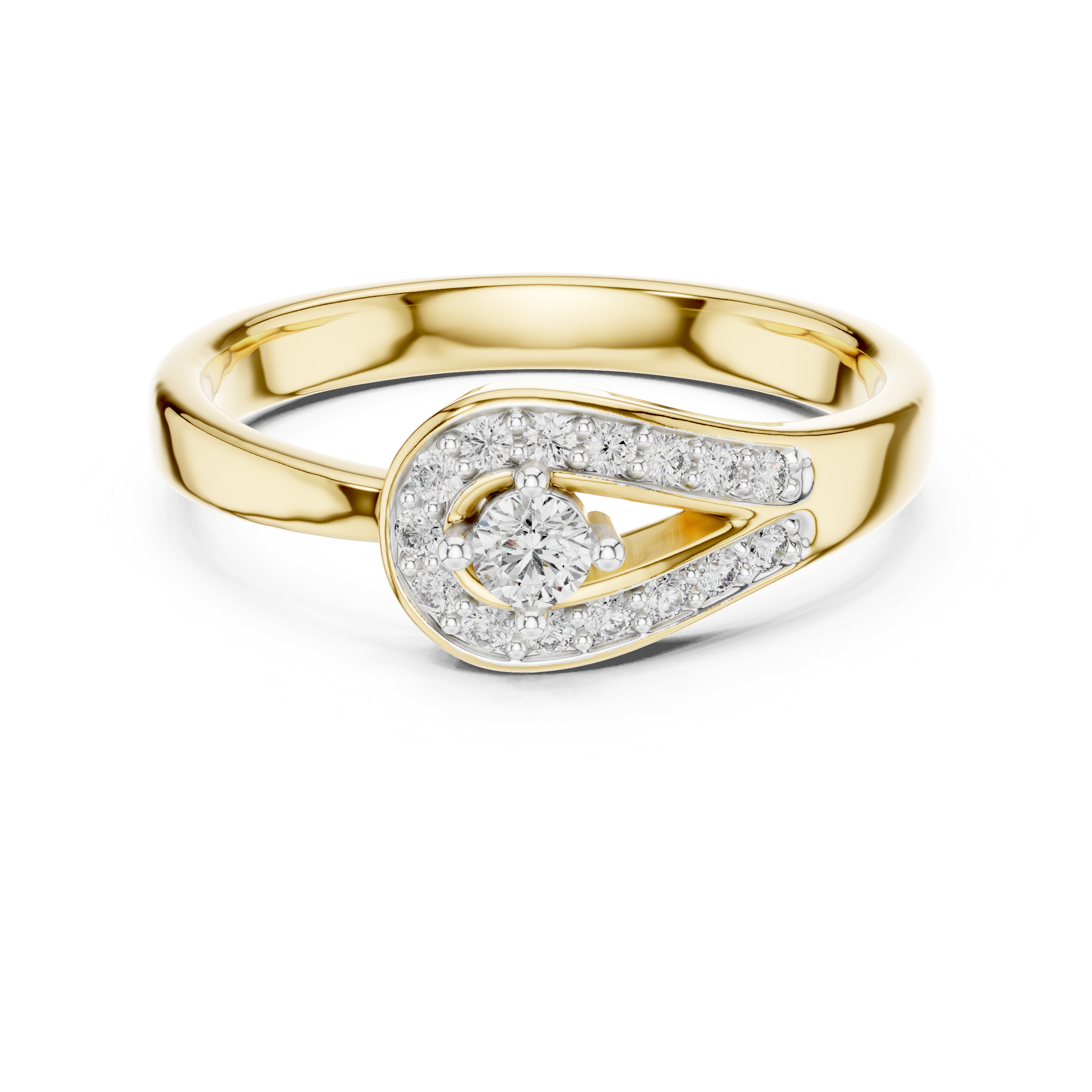 Modern Teardrop Halo Diamond Ring with Pavé Accents