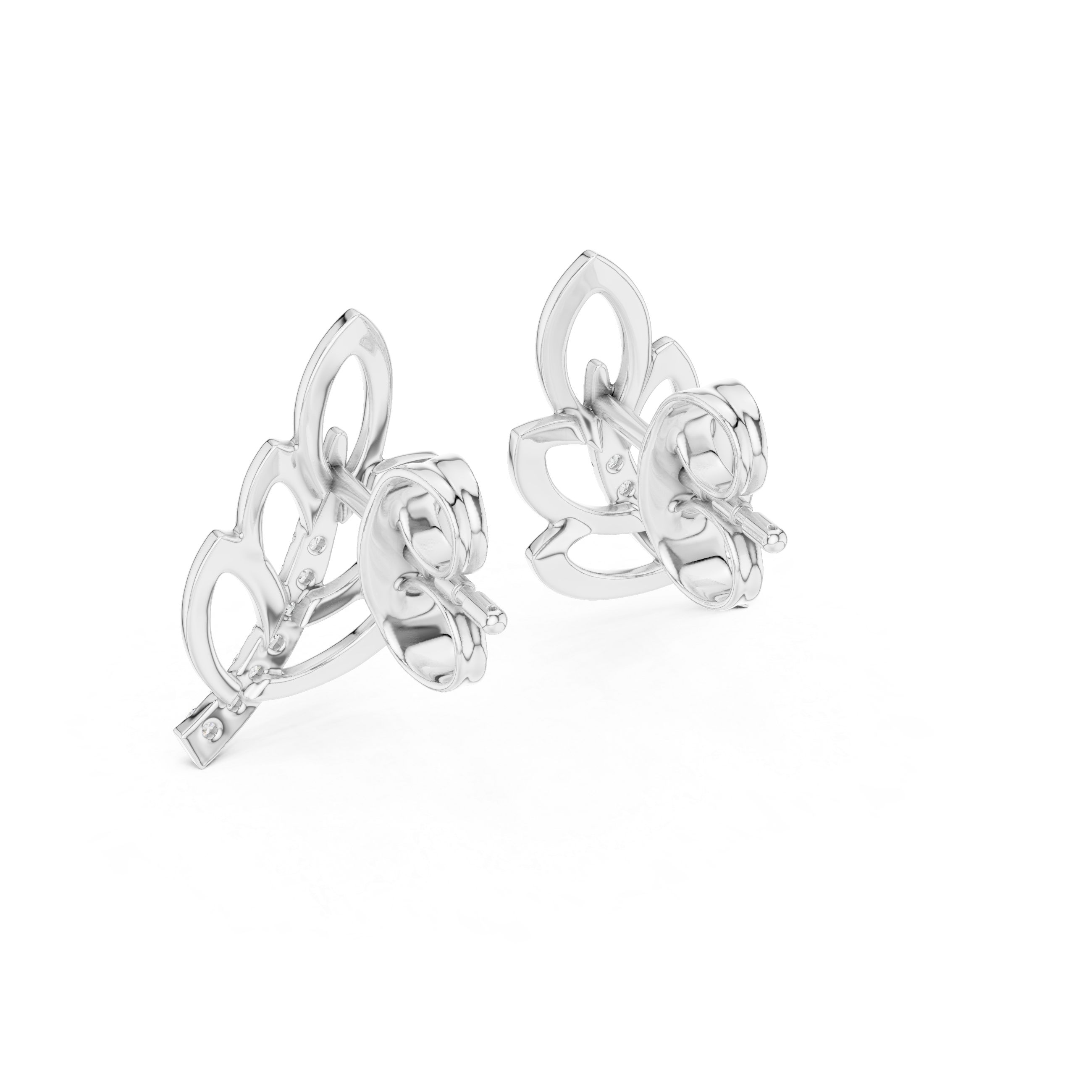 Leaf-Inspired Diamond Curve Gold Stud Earrings