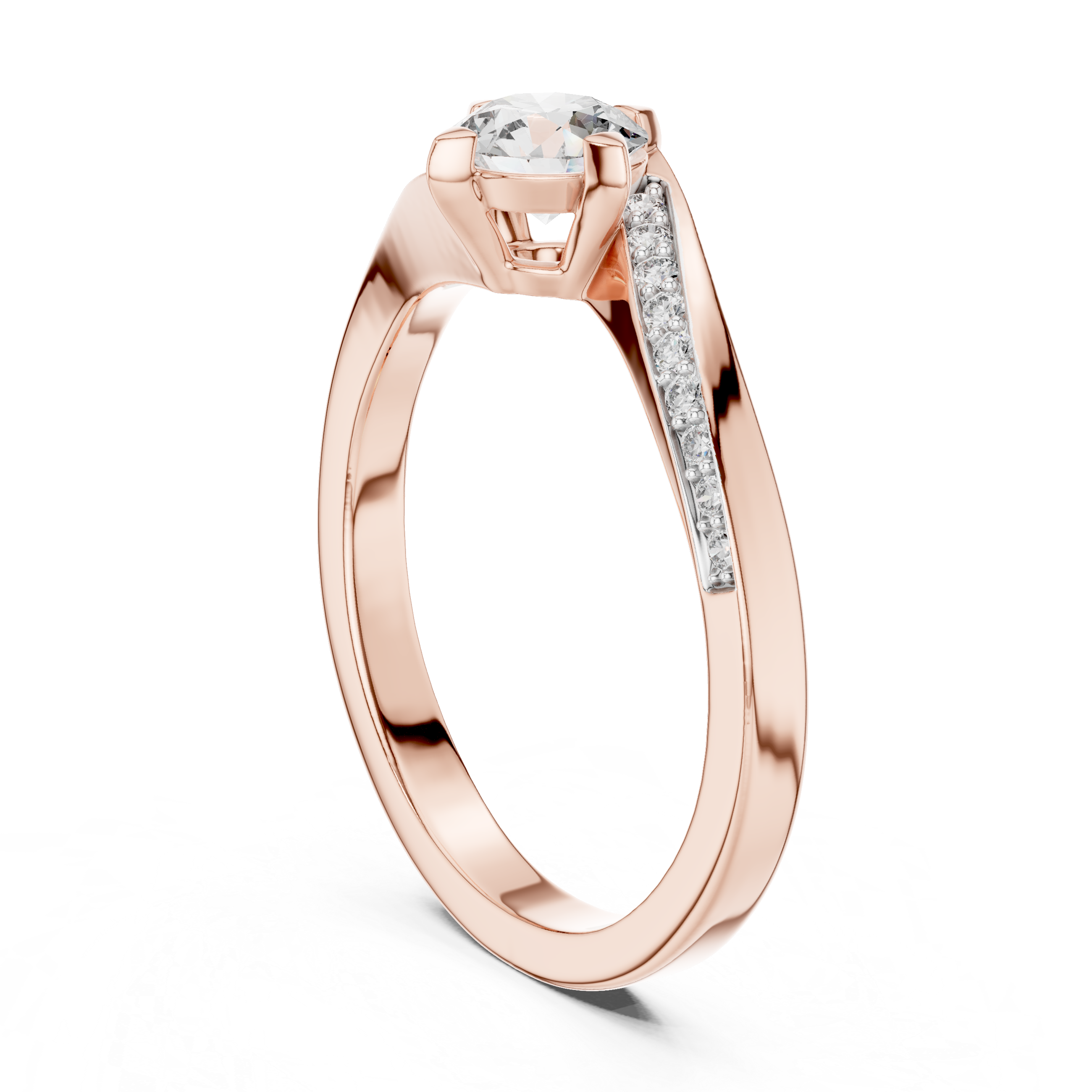 Twisted Split Shank Round Diamond Engagement Ring