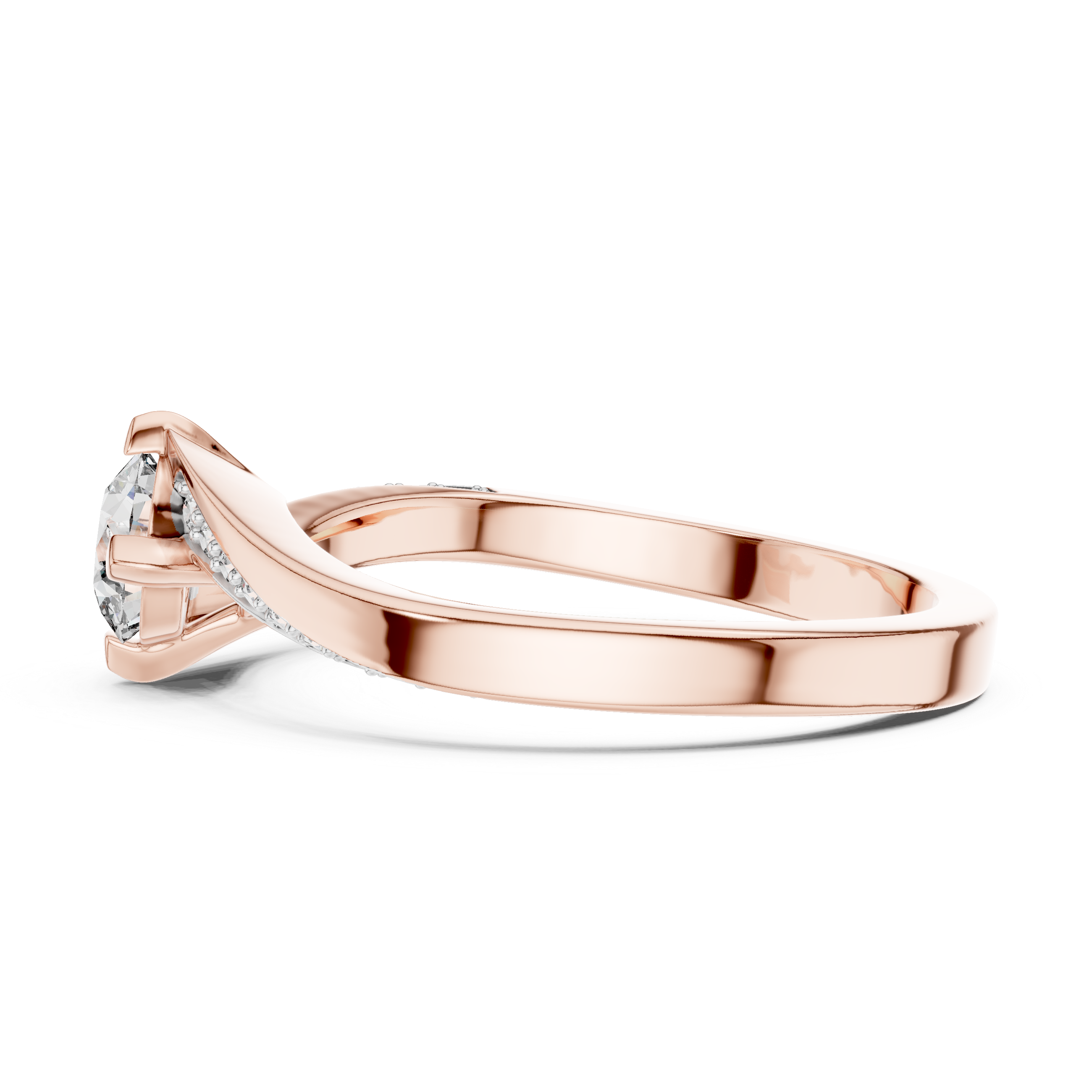 Twisted Split Shank Round Diamond Engagement Ring