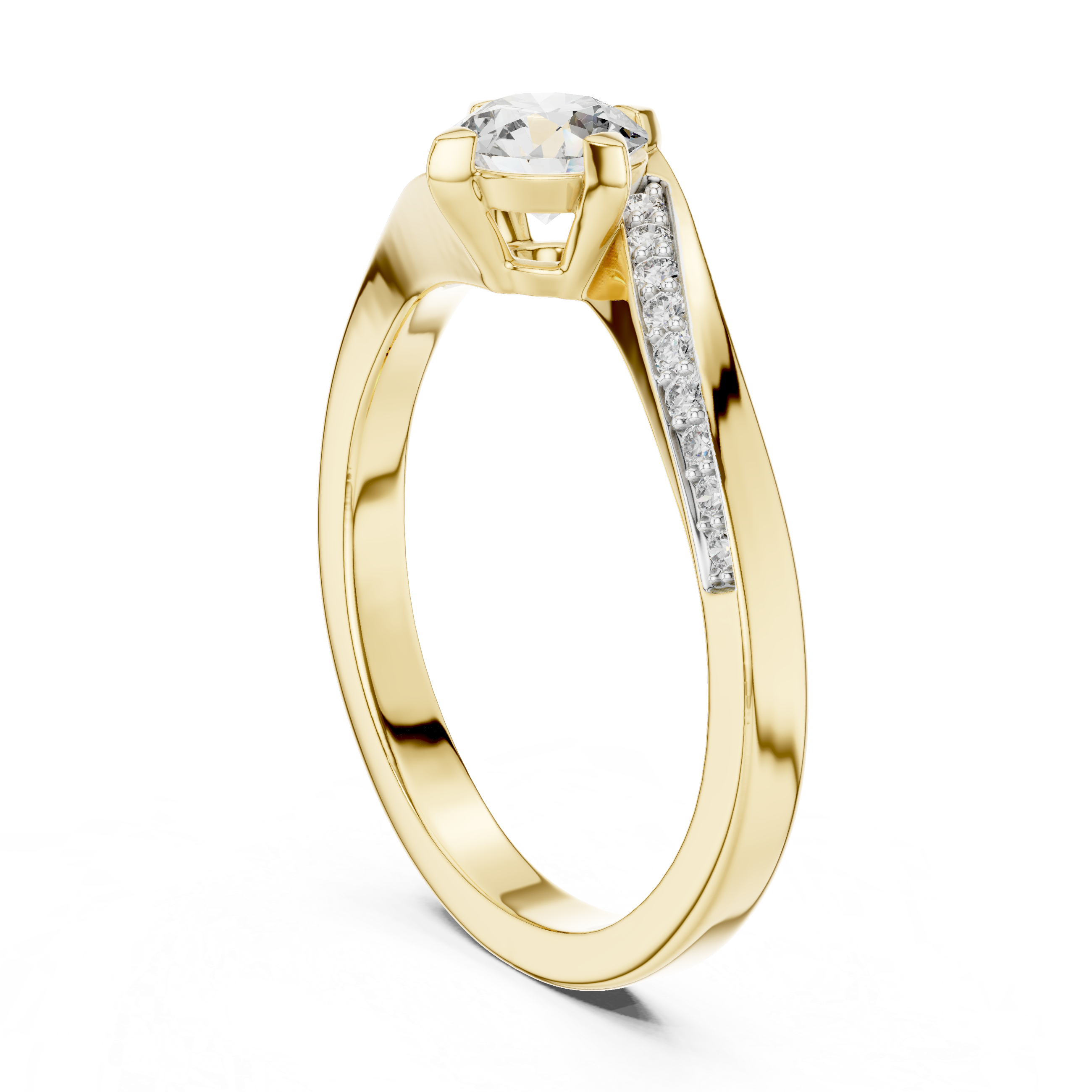 Twisted Split Shank Round Diamond Engagement Ring