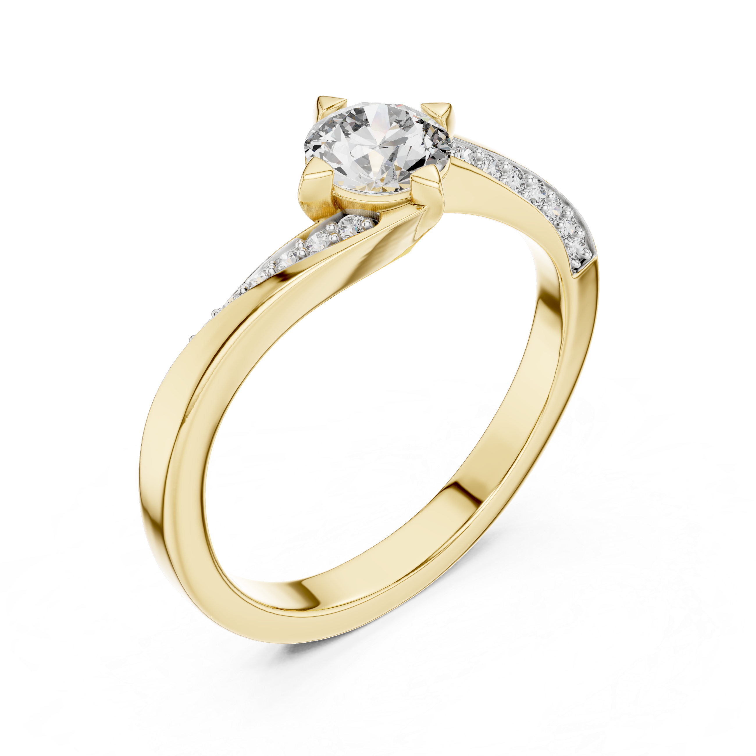 Twisted Split Shank Round Diamond Engagement Ring