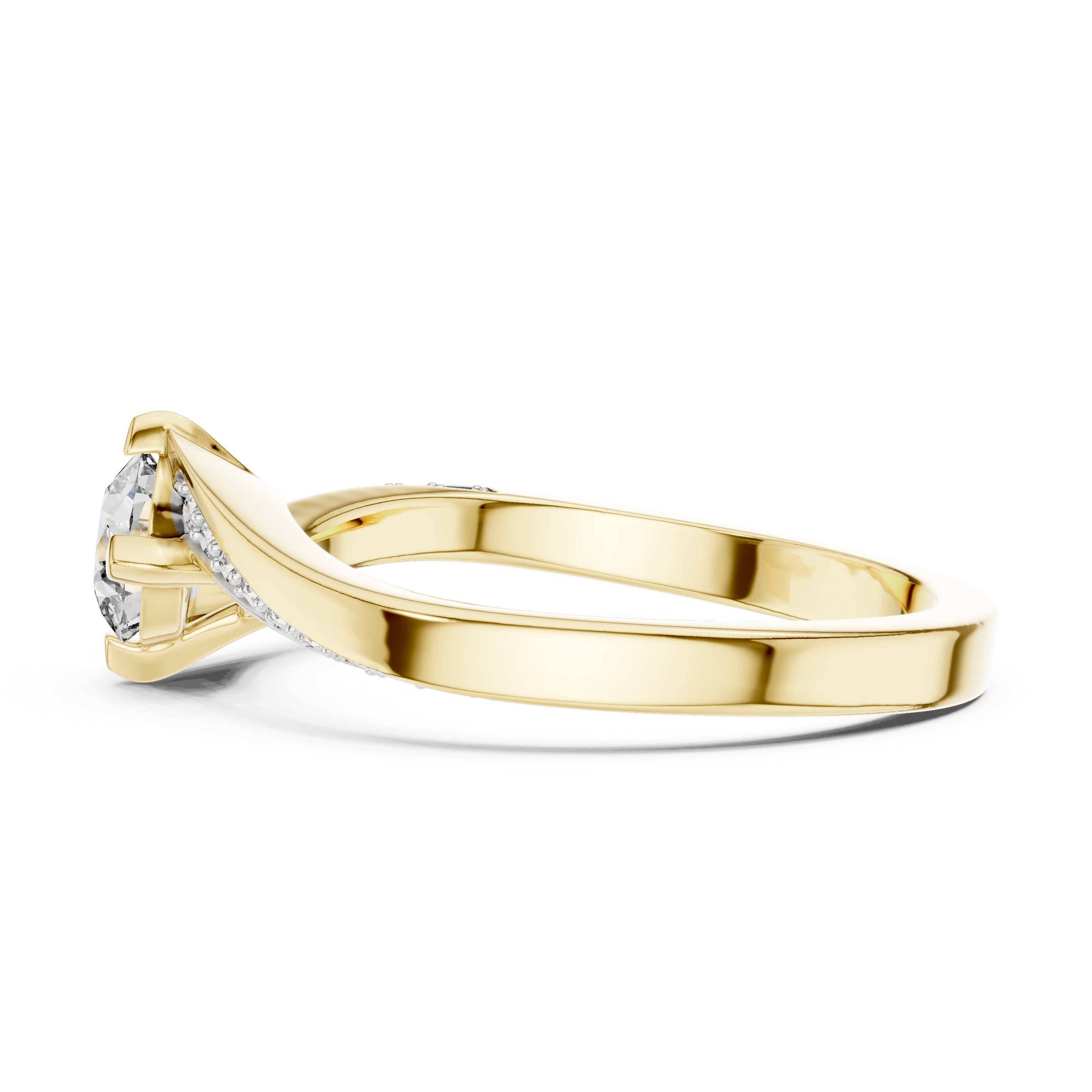 Twisted Split Shank Round Diamond Engagement Ring