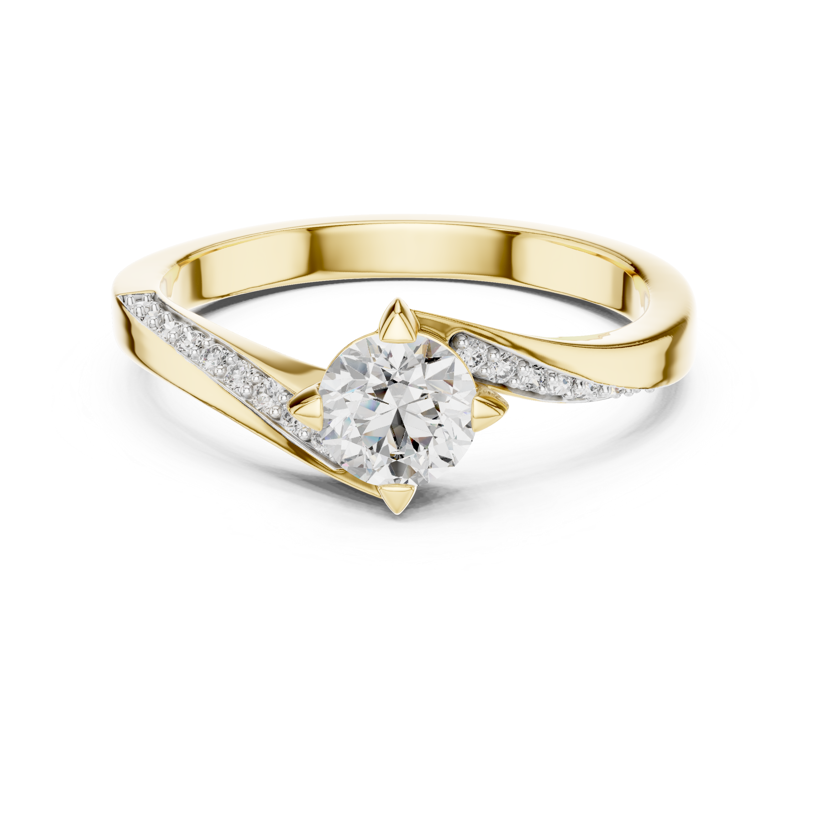 Twisted Split Shank Round Diamond Engagement Ring