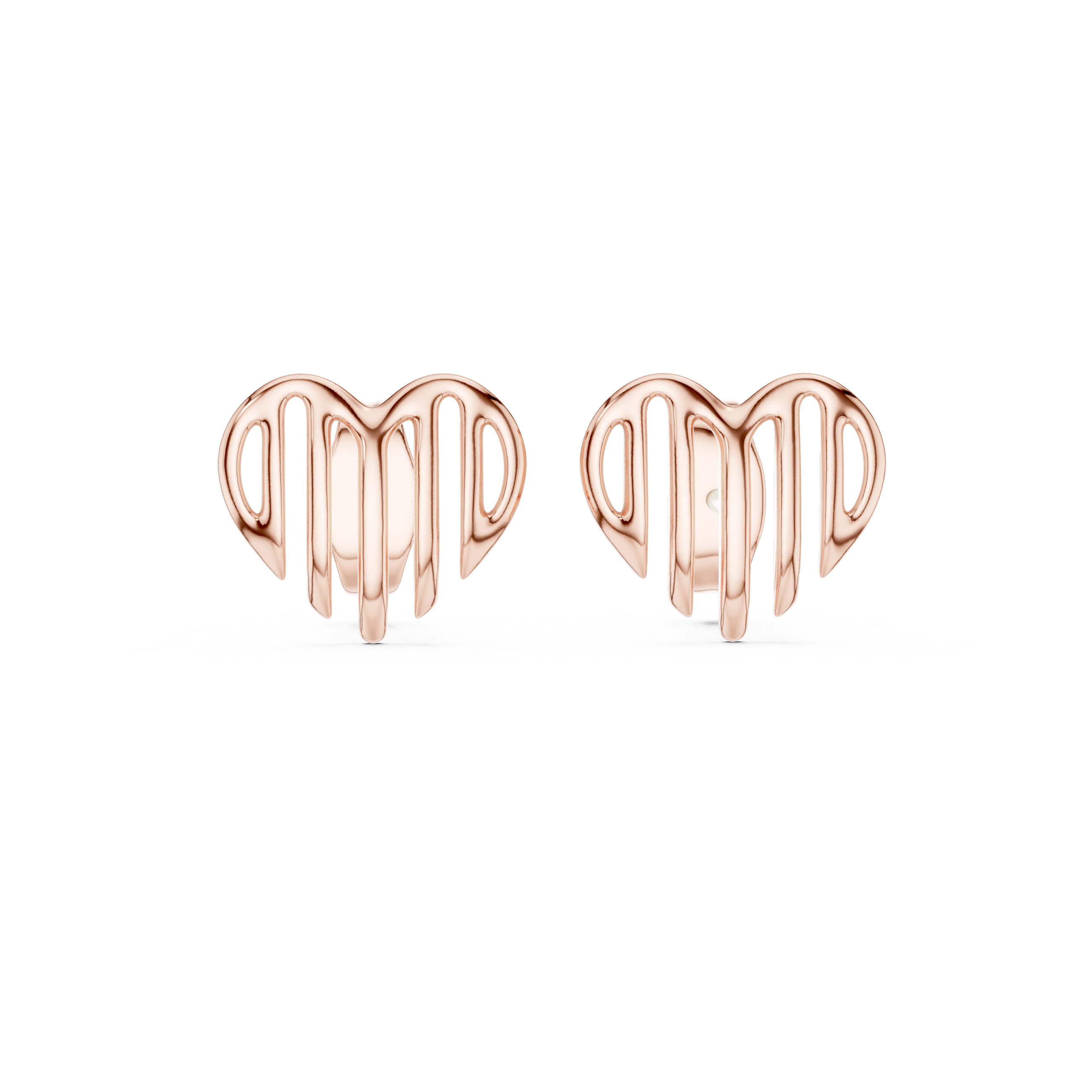Minimalist Open Heart Gold Stud Earrings
