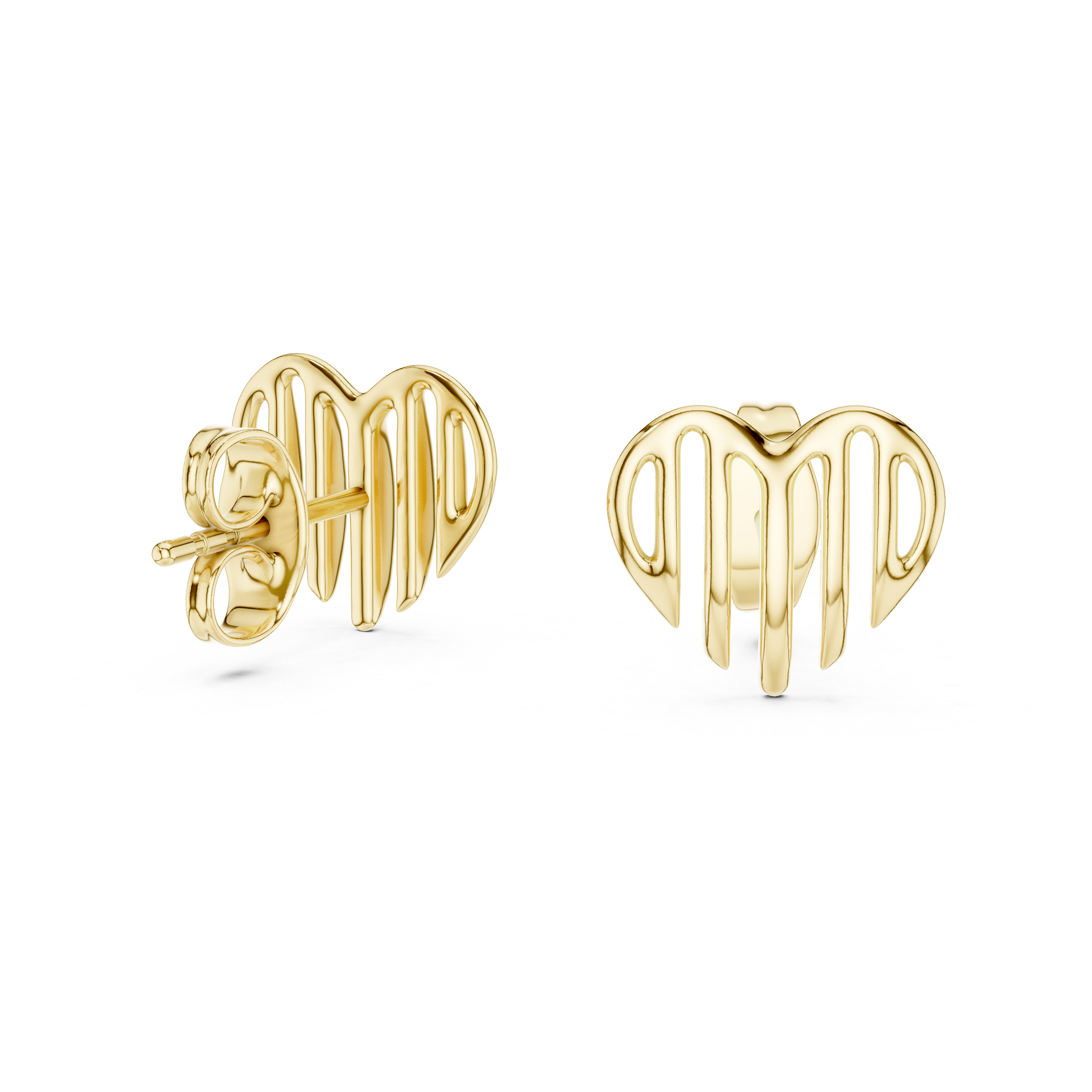 Minimalist Open Heart Gold Stud Earrings