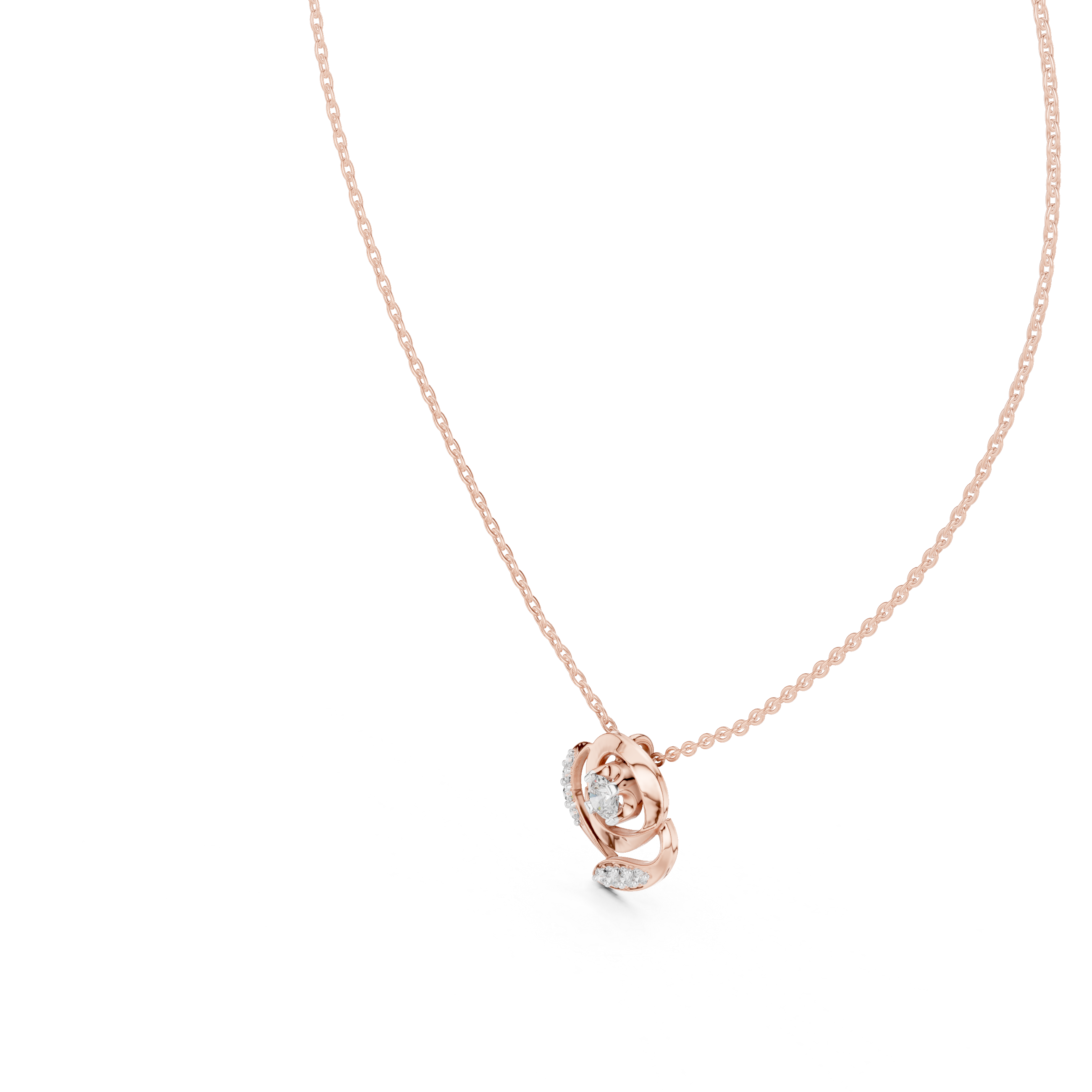 Spiral Diamond Pendant Necklace