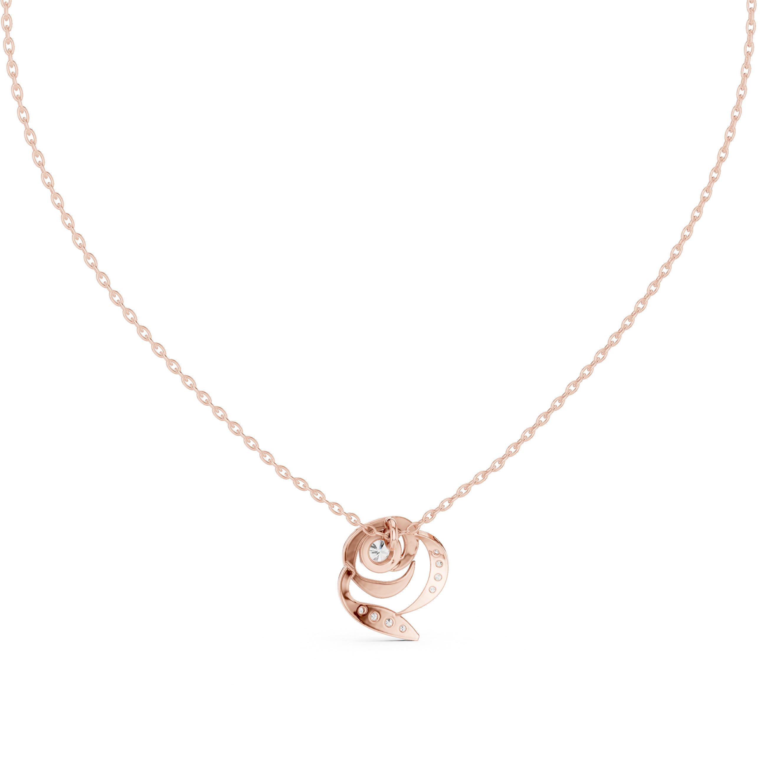 Spiral Diamond Pendant Necklace