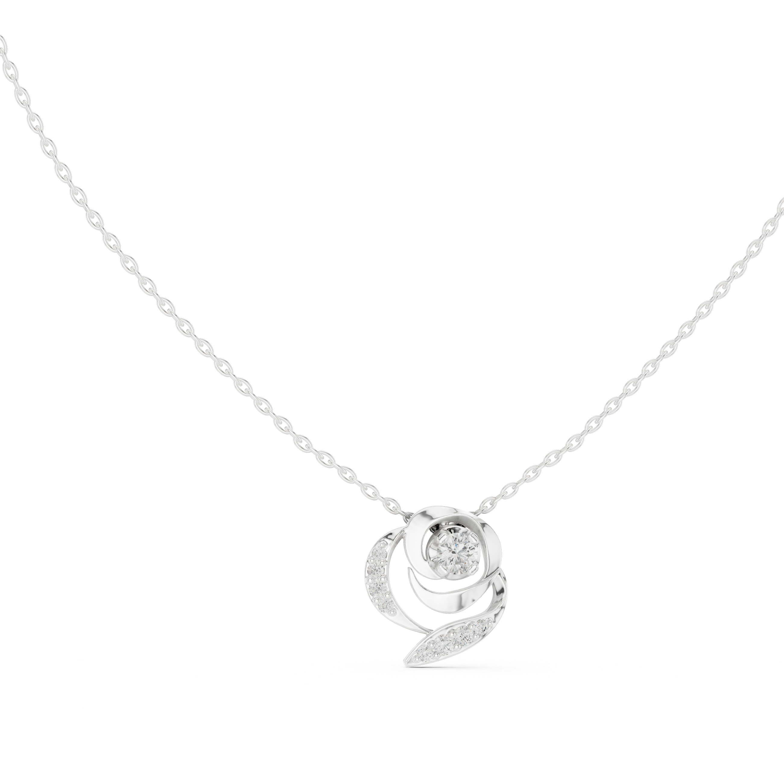 Spiral Diamond Pendant Necklace