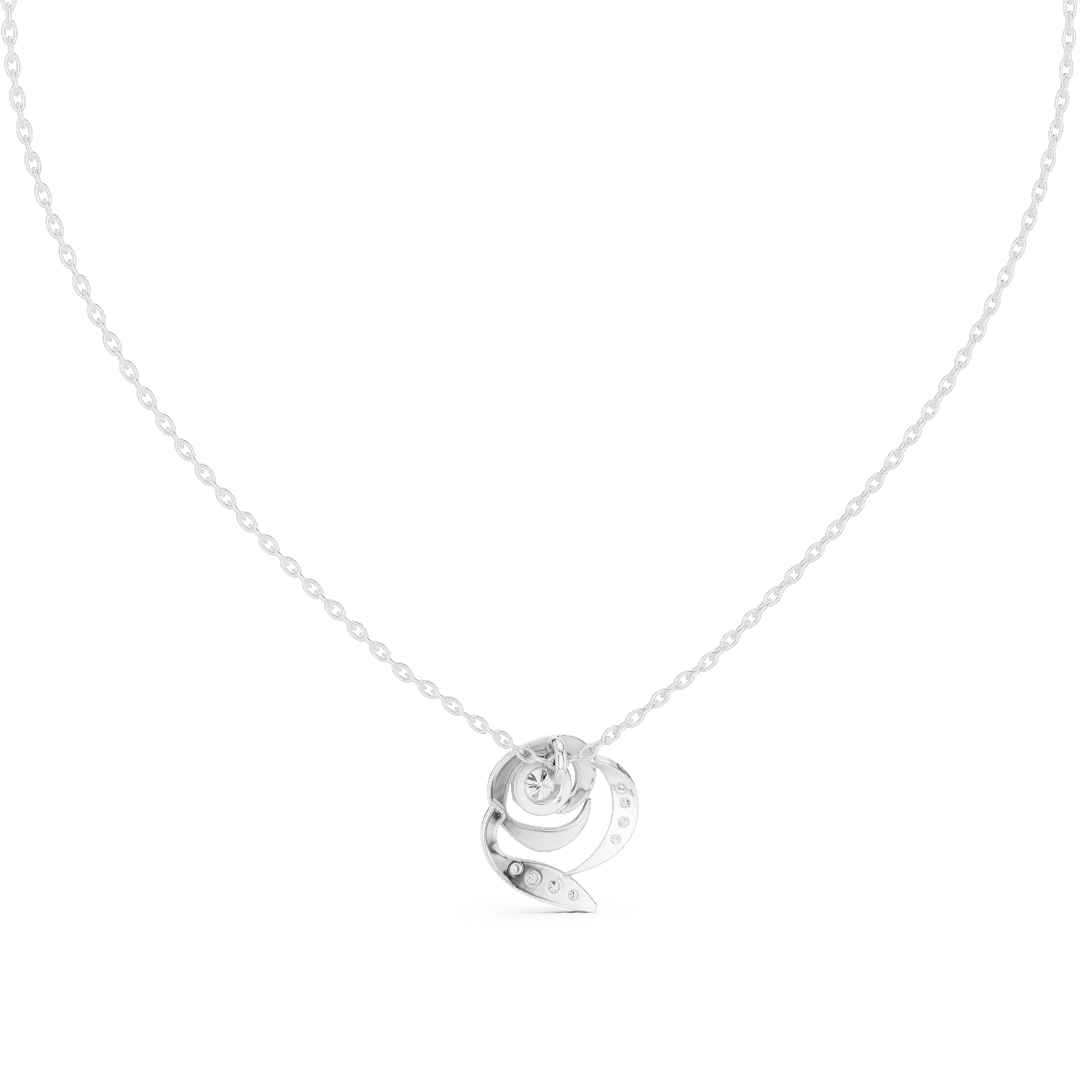 Spiral Diamond Pendant Necklace