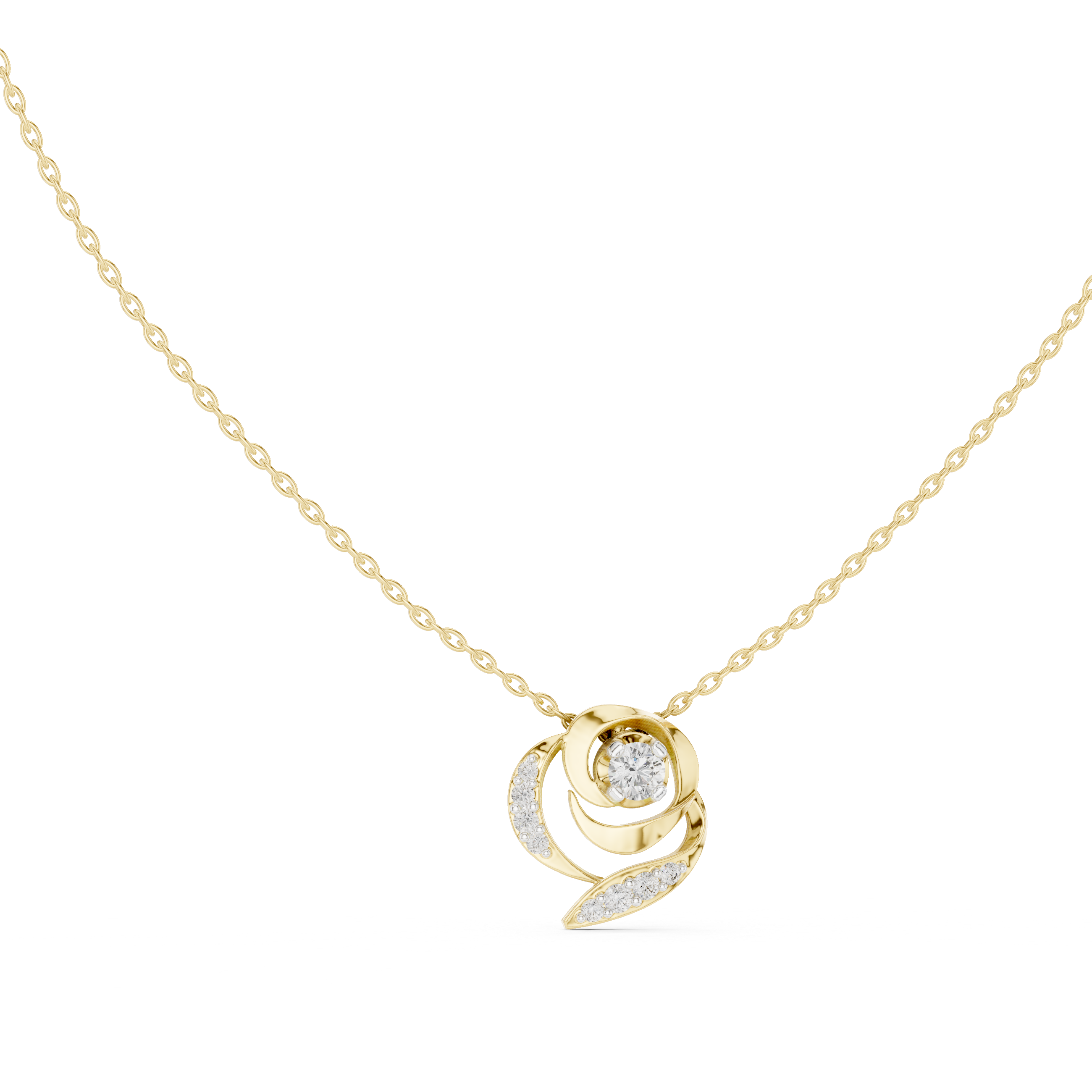 Spiral Diamond Pendant Necklace