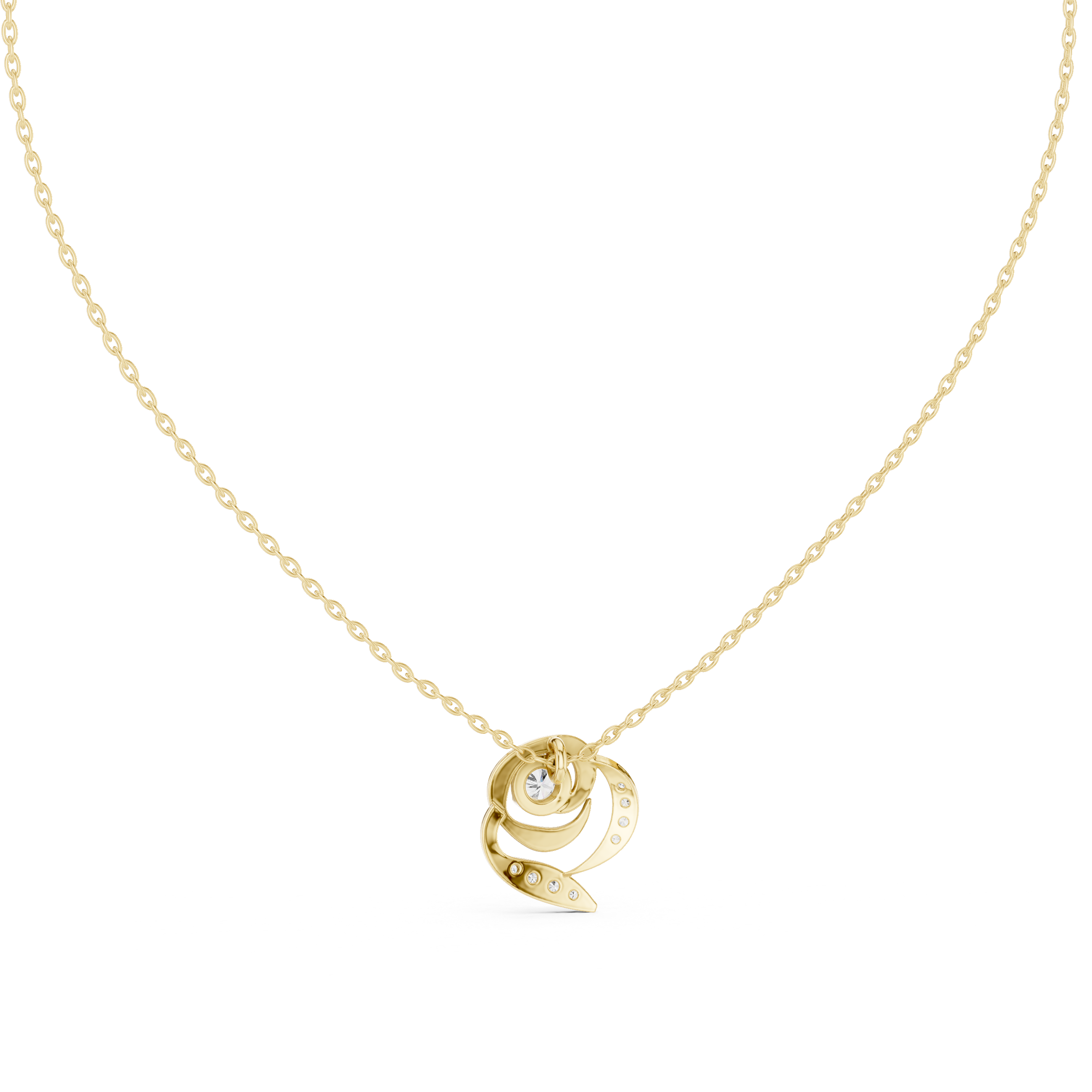 Spiral Diamond Pendant Necklace