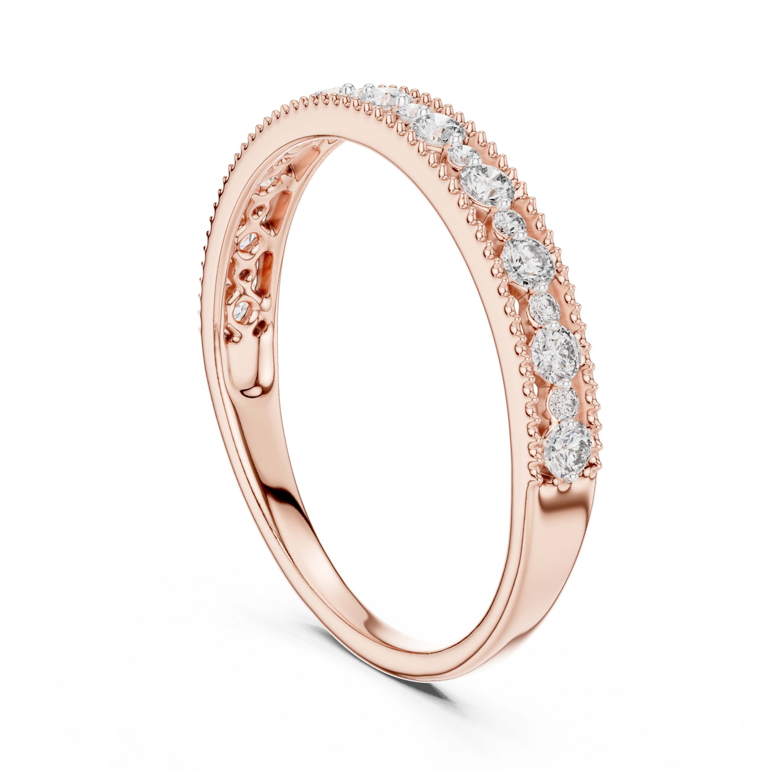 Milgrain Edge Diamond Half Eternity Band