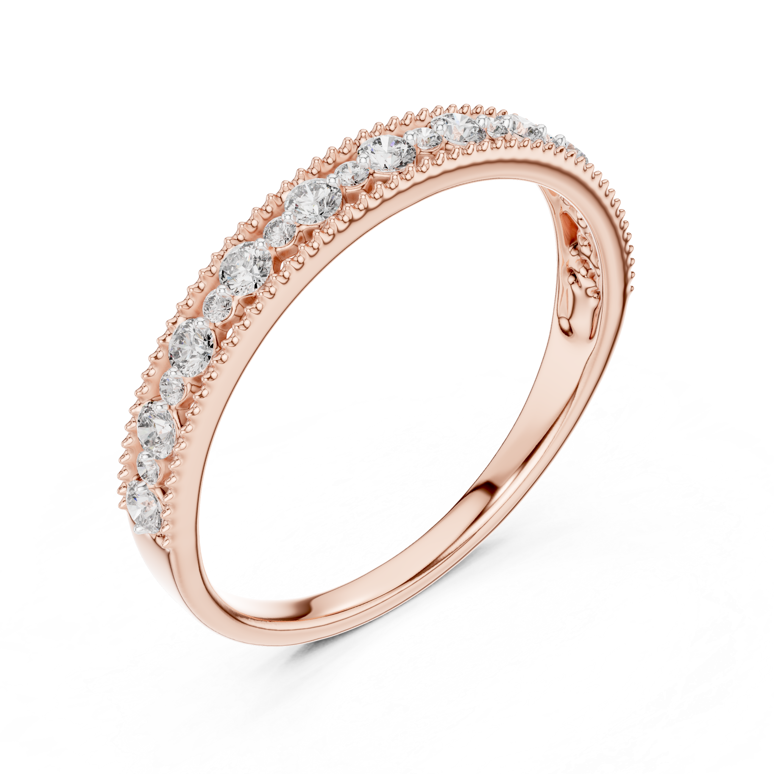Milgrain Edge Diamond Half Eternity Band