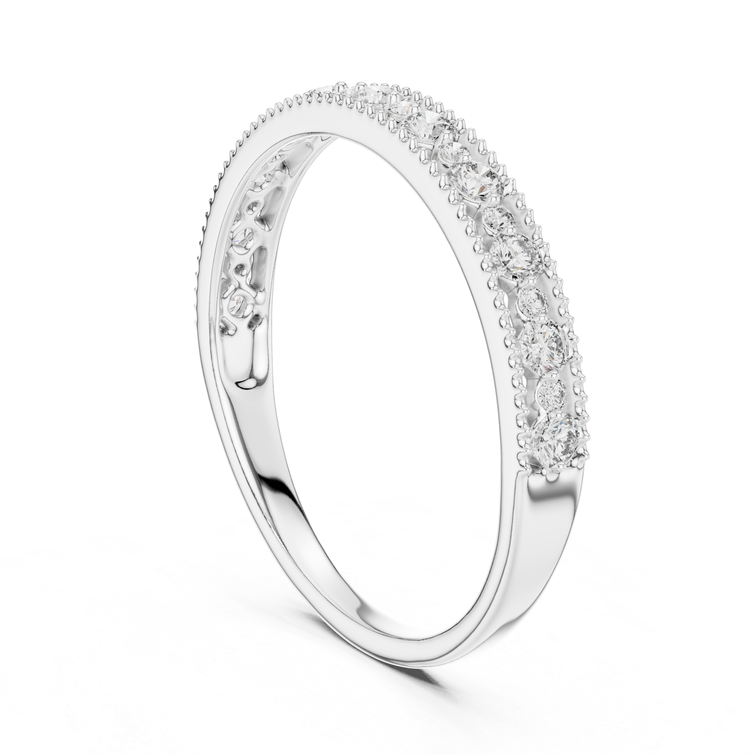 Milgrain Edge Diamond Half Eternity Band