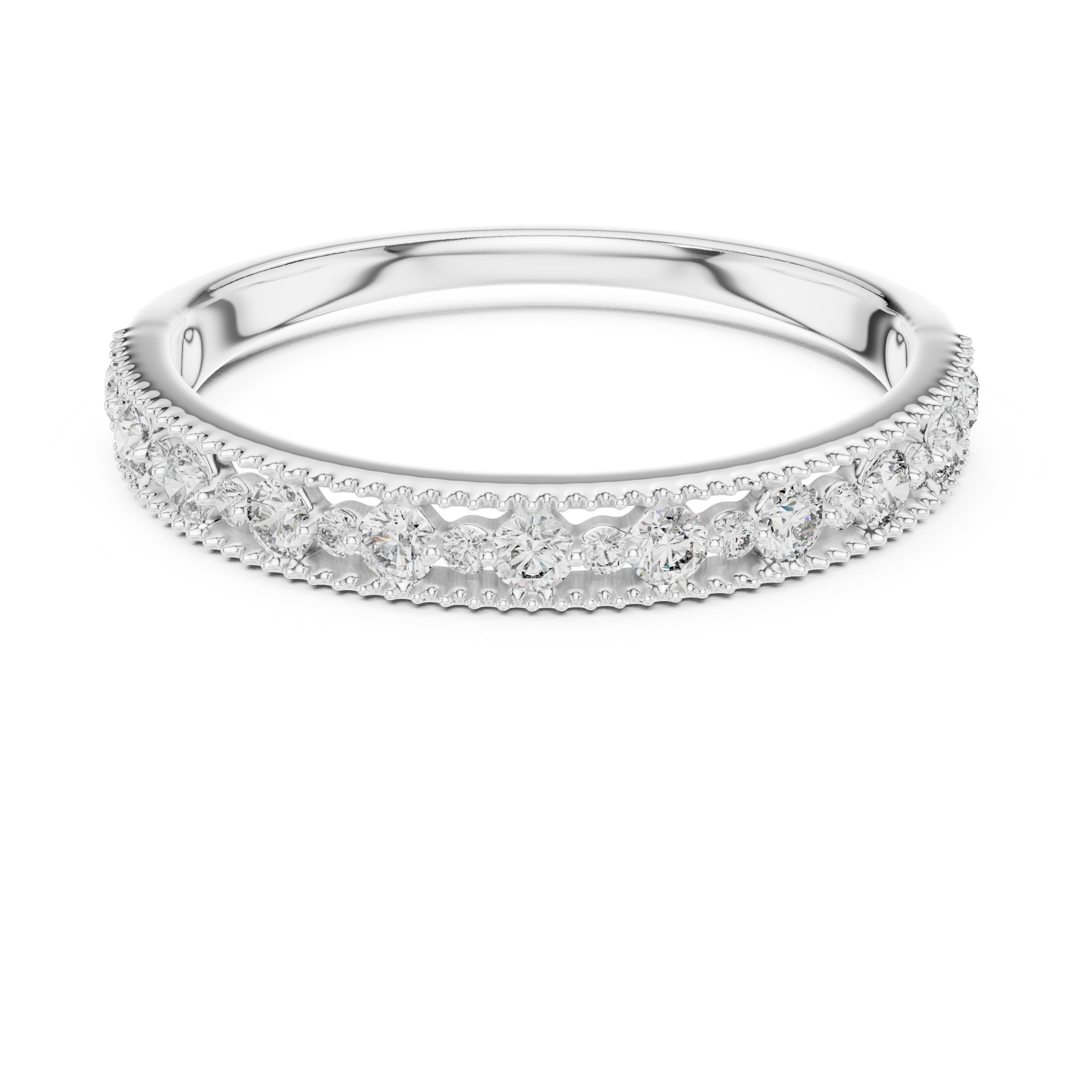 Milgrain Edge Diamond Half Eternity Band