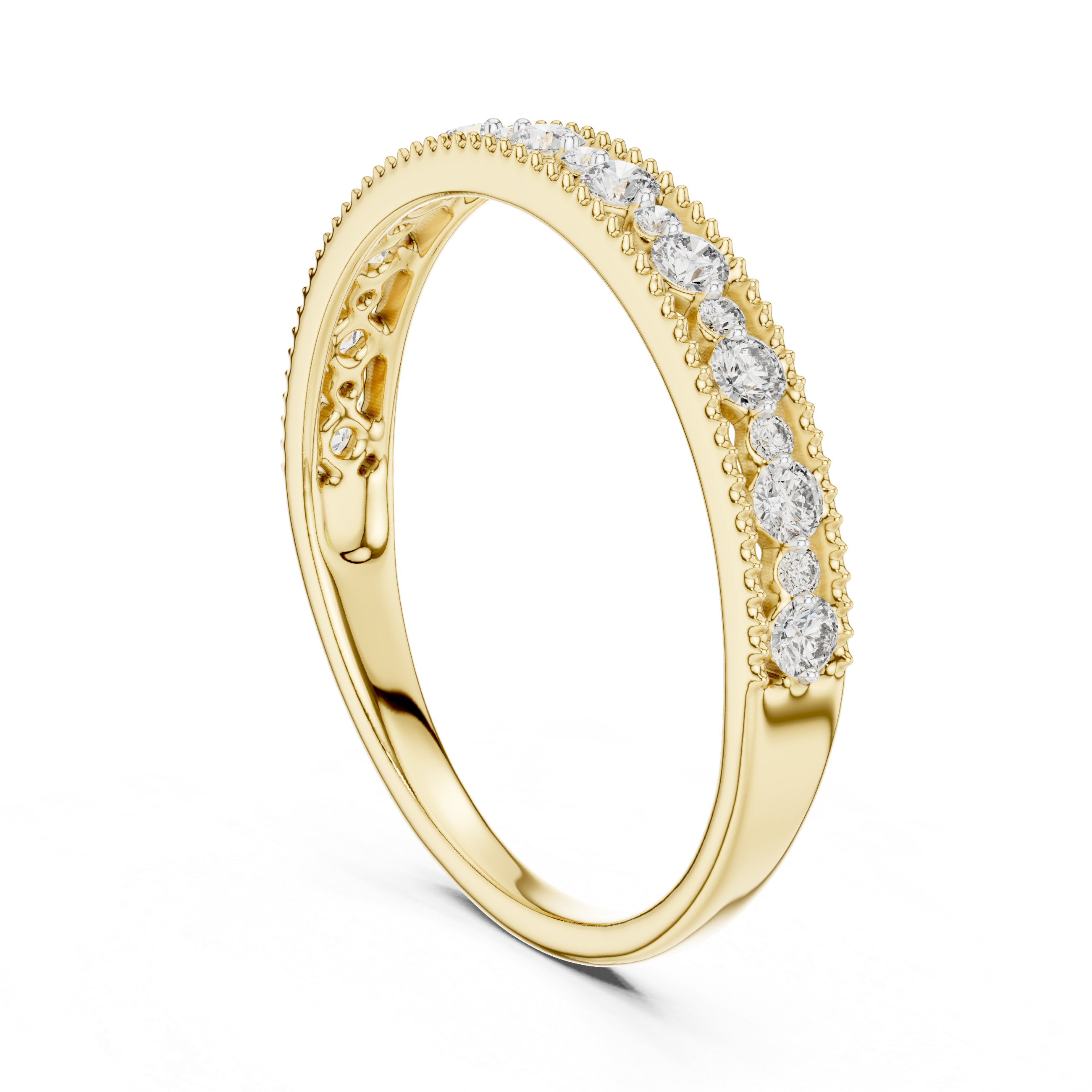Milgrain Edge Diamond Half Eternity Band