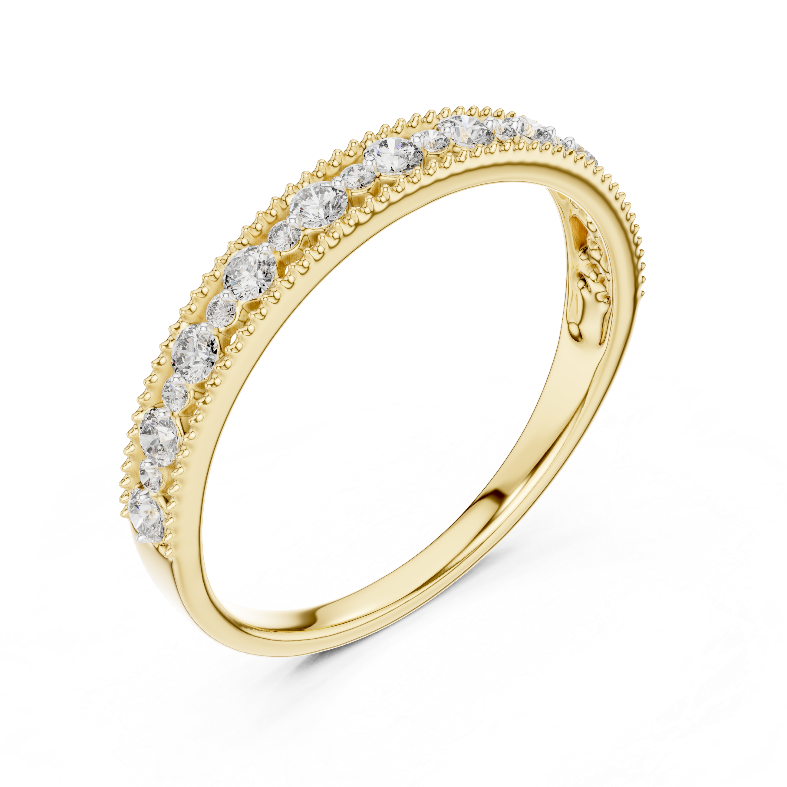 Milgrain Edge Diamond Half Eternity Band