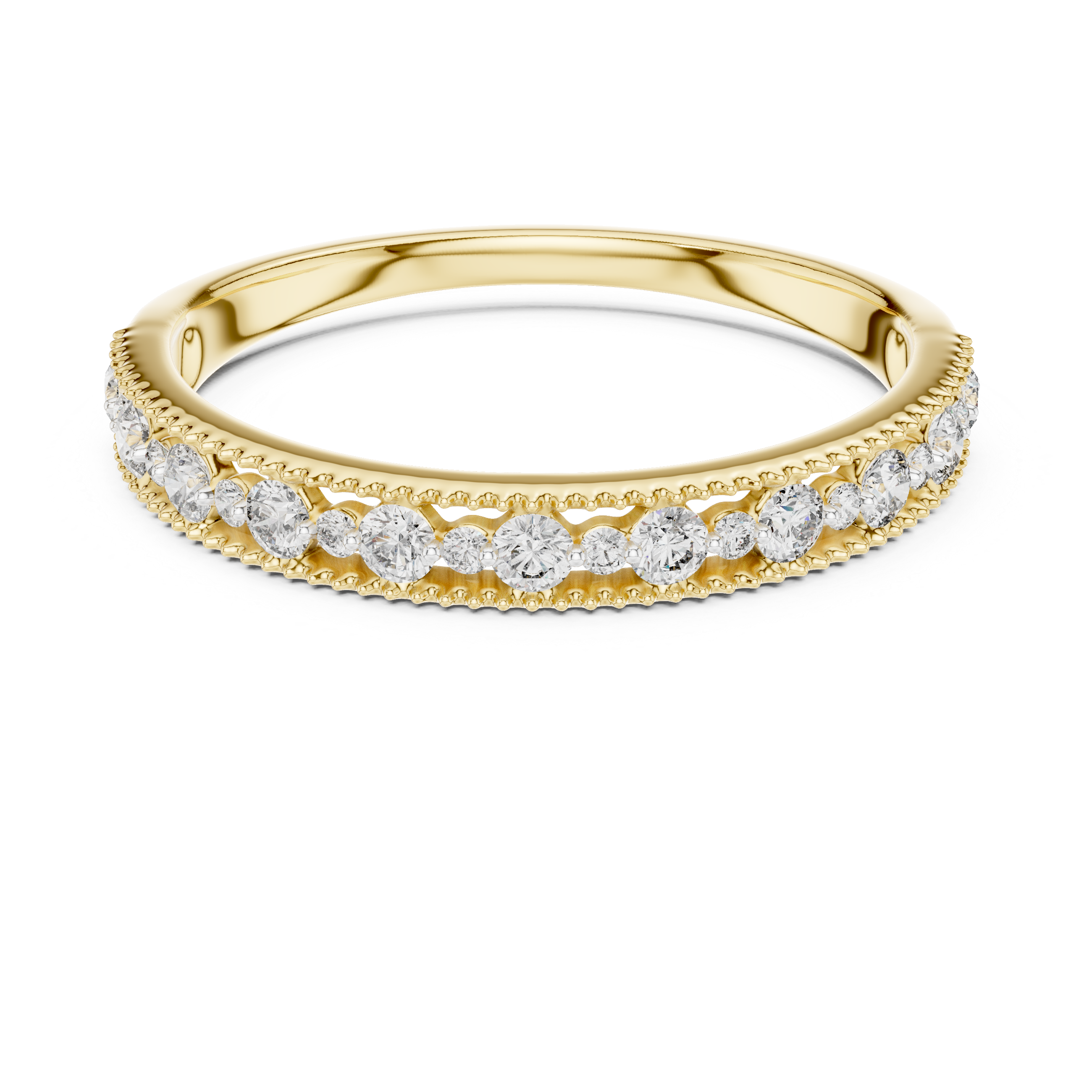 Milgrain Edge Diamond Half Eternity Band